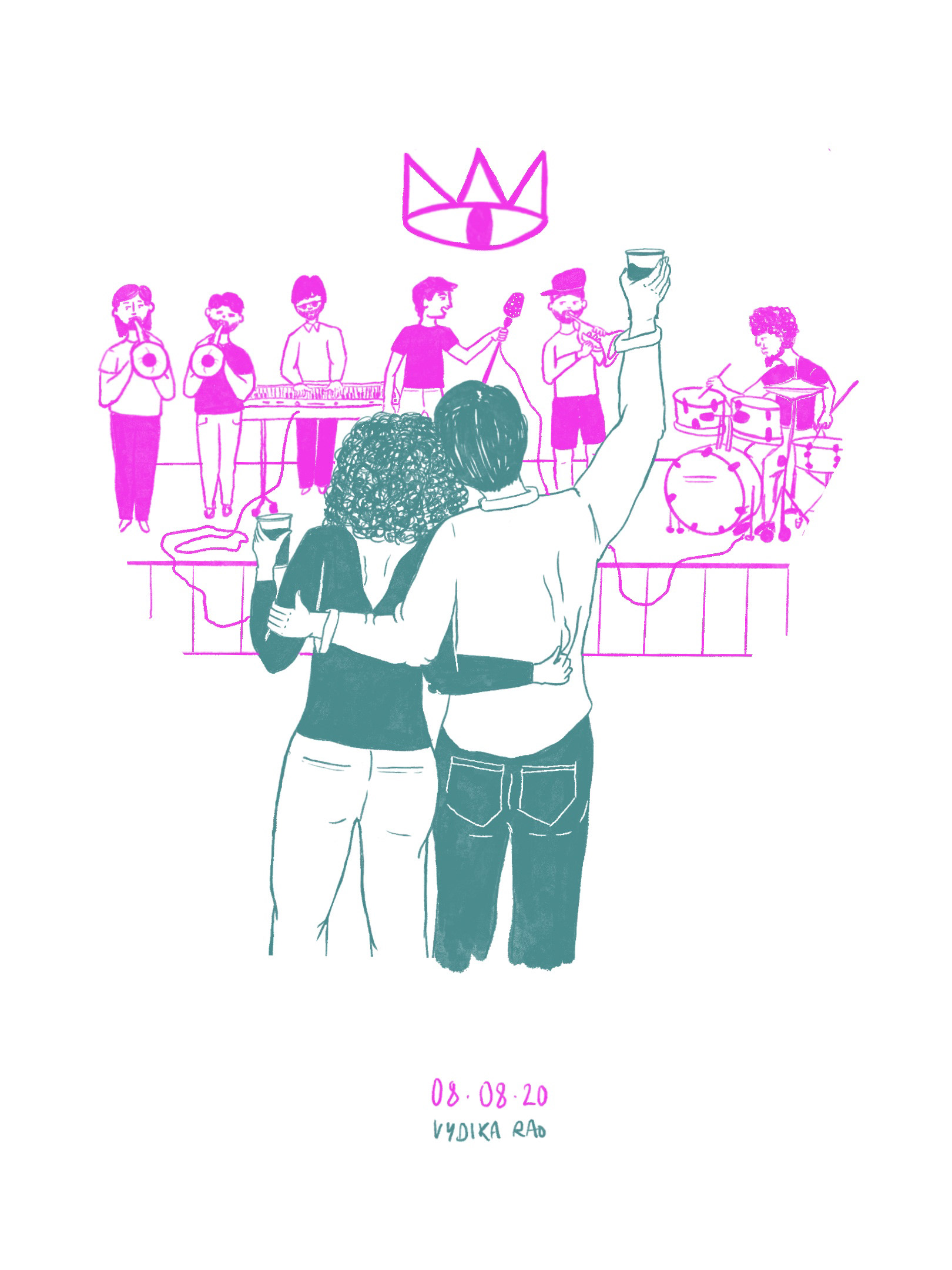 @adityasoma87 went from being my most annoying friend to being one of my best friends(we even consoled each other through heart breaks and all sorts of things) and eventually as predicted by everyone(mostly @kaniks88 ) we ended up liking/loving each other and most importantly could tolerate each other enough to want to spend the rest of our lives together haha  But now that we knew we wanted to be together after 12 years of knowing each other so well came a real big concern. I had to tell my Amrish Puri of a Bapu about my feelings and a decision of a lifetime that I had made.  This illustration is from a day in 2015 when I knew I wanted to spend the rest of my life with somberri/Somalia/Somajiguda/somasundaram 😬  He surprised me by getting us tickets for a Cat empire gig, while we were in San Francisco(when I was there visiting my sister) 😬  In the next episode: I will reveal the reaction of my grumpudding of a Bapu.