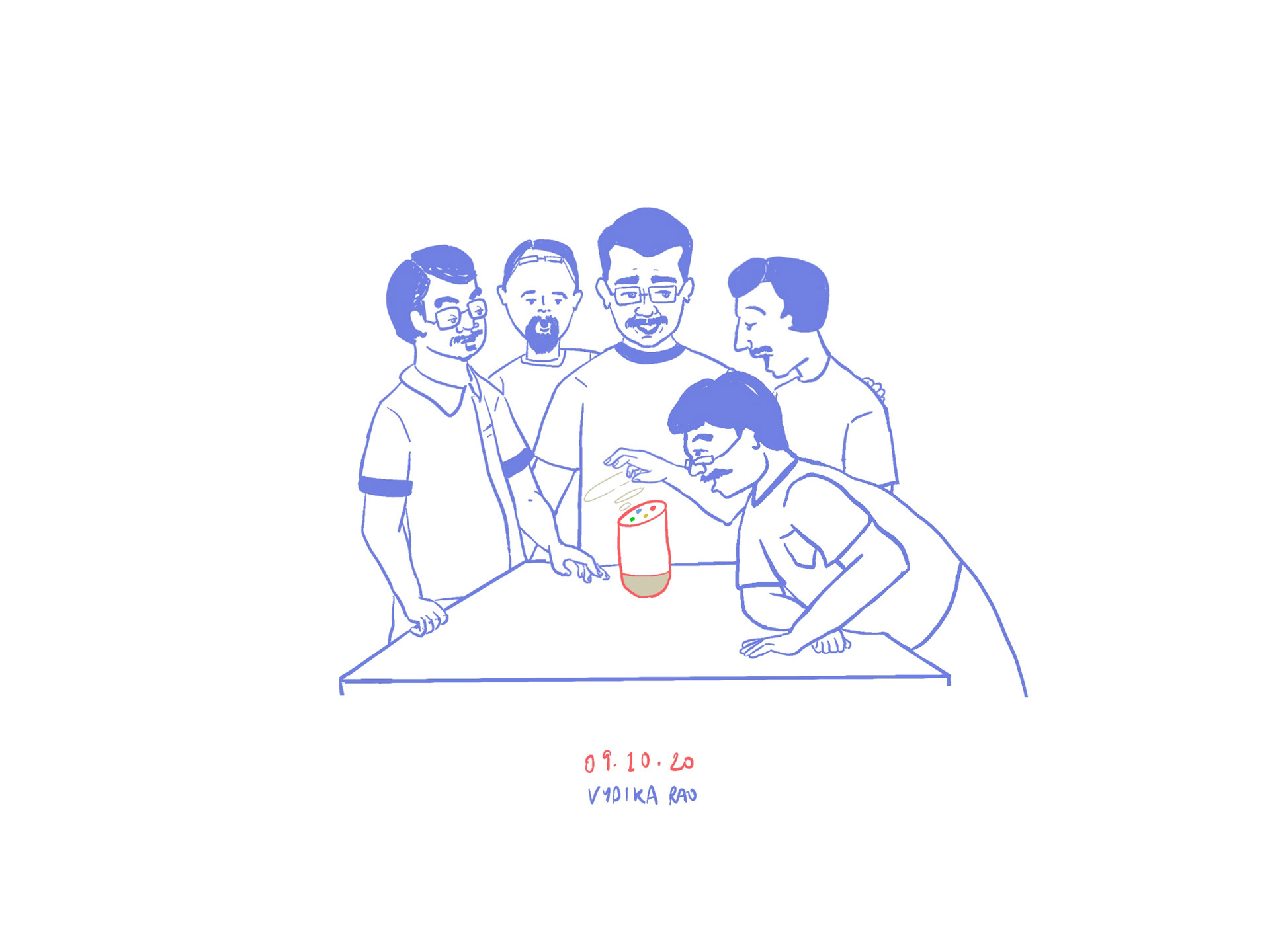 This is from a couple of years back(Pre-covid times, when people would visit home and hang out in close proximity)   One of the things I look forward to when I visit my parents is to sleep in on Sunday mornings. So after a long night of stuffing my face with yummy food and drinks, I went to bed assuming I'd wake up at my own time. My father has been famous for waking people up when they are fast asleep. You know those people who wake up a sleeping person and ask them if they were sleeping? That's him 😂.  This time, I woke up at 8 am to the sound of a few men(not Bapu) screaming "ooookhhhaaaay Gooooogle!" "Oookaay Google, play mohammed Rafi songs! okhaaay!" "Okhaay google, play dev anand songs!"   I walk out to find 5 men in their 60s screaming at a device out of excitement while it just sat there trying to decode their instruction. I guess there are a few upsides to Covid, no more loud, early rising uncles at home.(Sorry Bapu!)  😆  Have a good Sunday! 😛