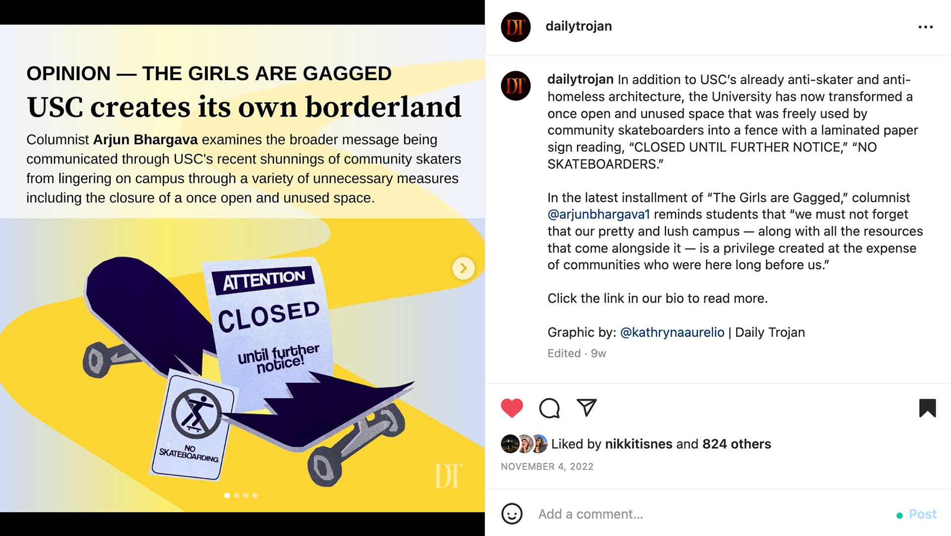 "The Girls are Gagged: USC creates its own borderland" Nov. 4, 2022