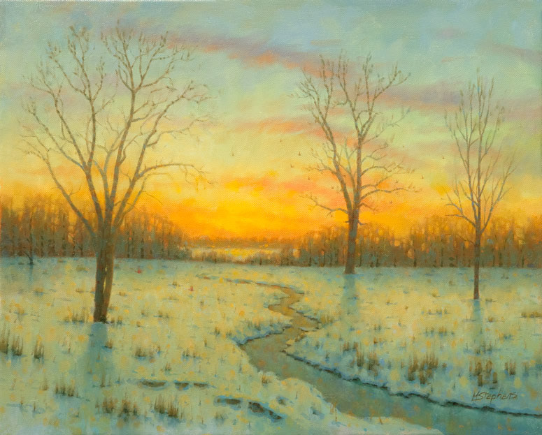 Winter Sunset   Oil   16" x 20"   