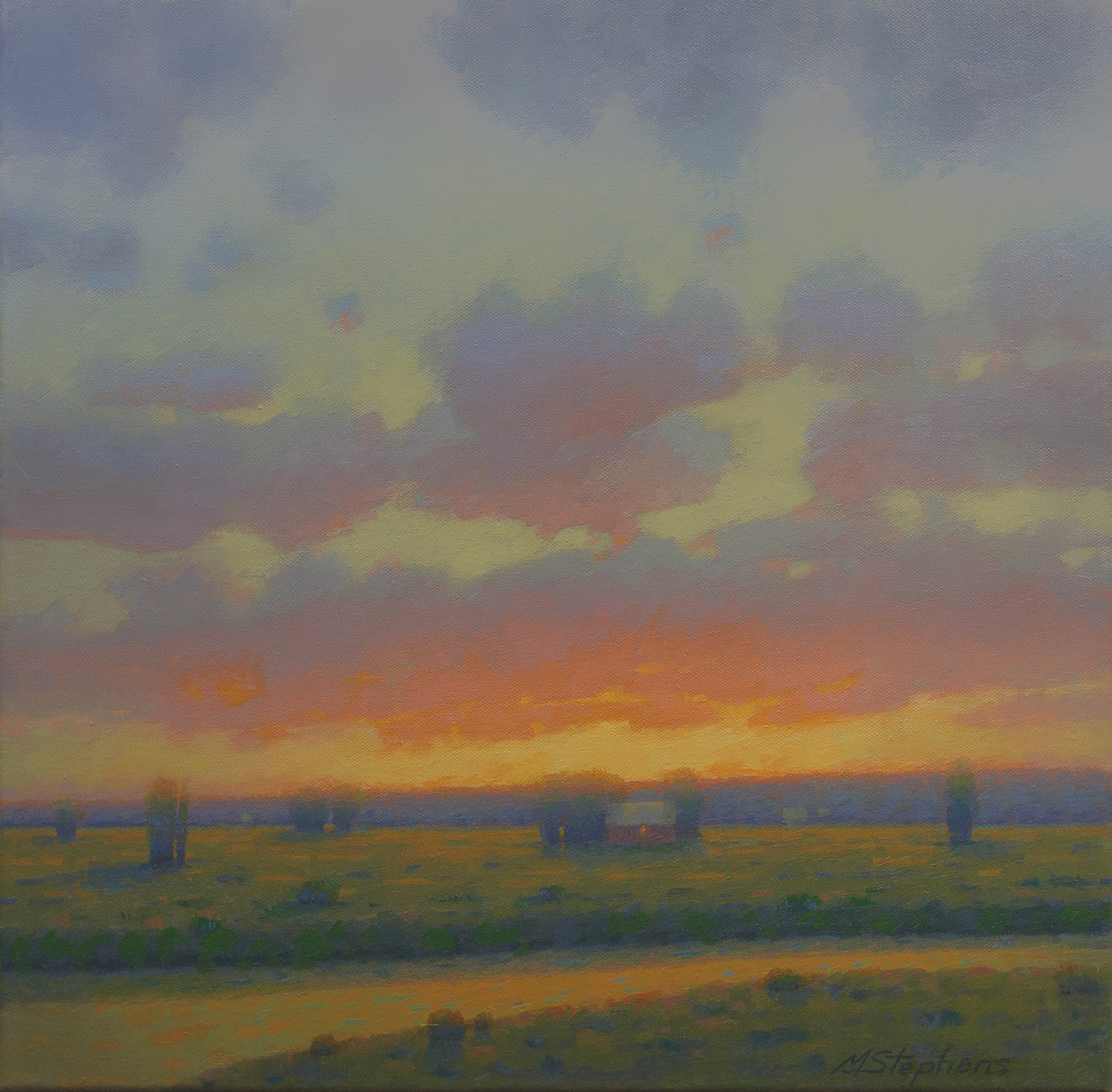 Pastoral Sundown   Oil   18: x 18"