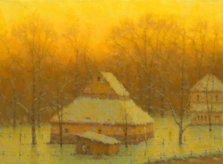 Gardner Barn at Dusk   Oil   18" x 24"