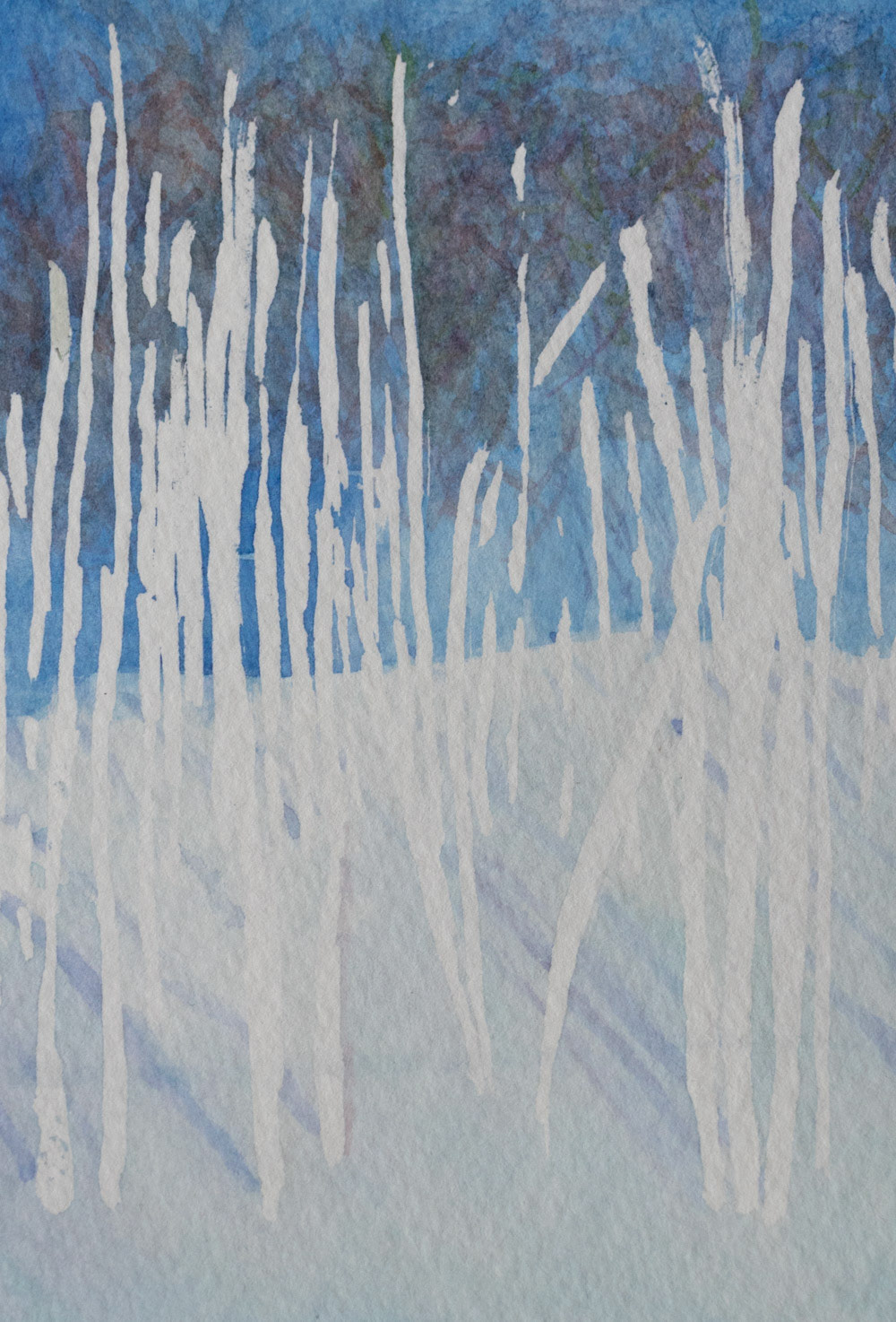 Blue Bird Day In The Aspens, Watercolor on Paper, 6"x8", 2021