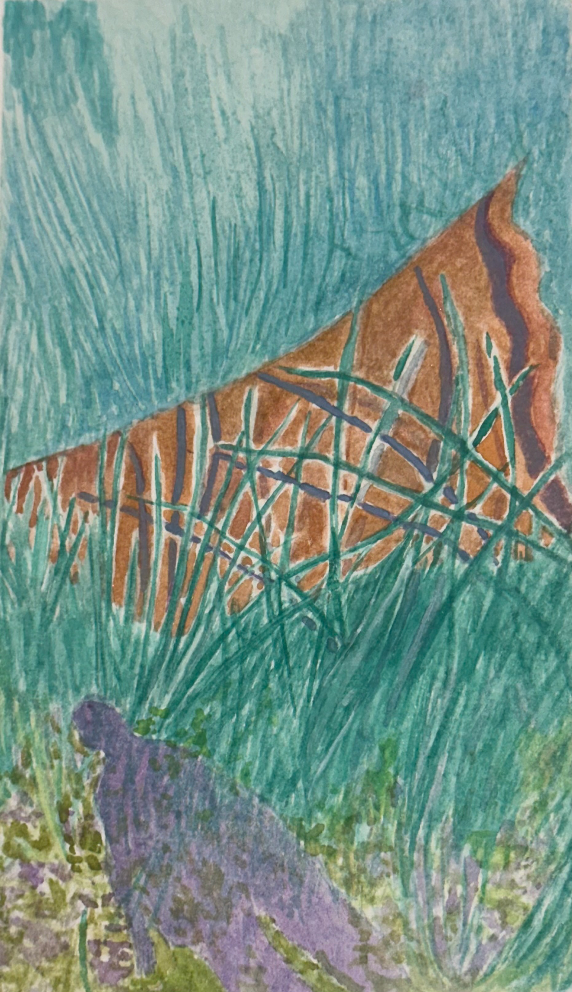 Lobster Cove Rubble, watercolor and tempera on paper, 4x6", 2024