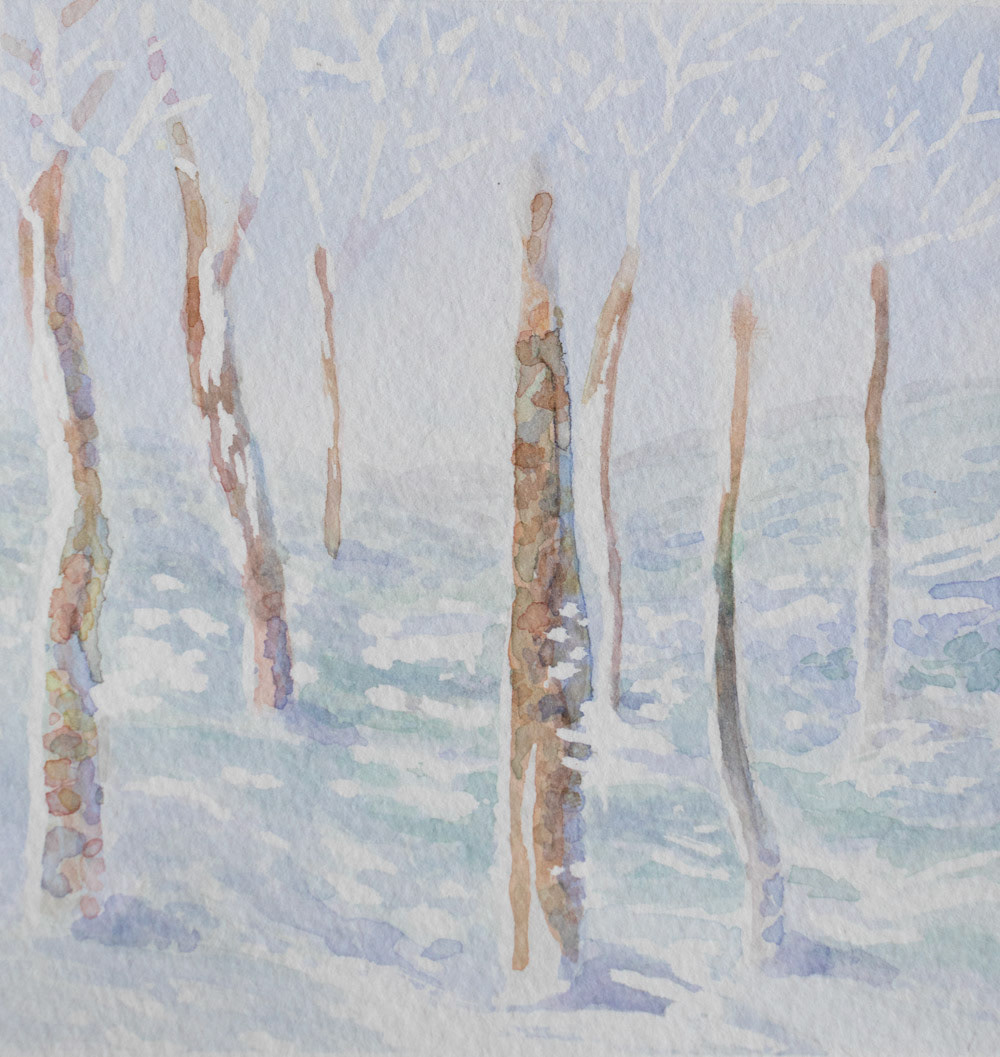 Post Snow Squall, Watercolor on Paper, 6"x8", 2021