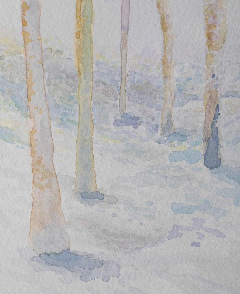 Early Morning Gathering, Watercolor on Paper, 6"x8", 2021