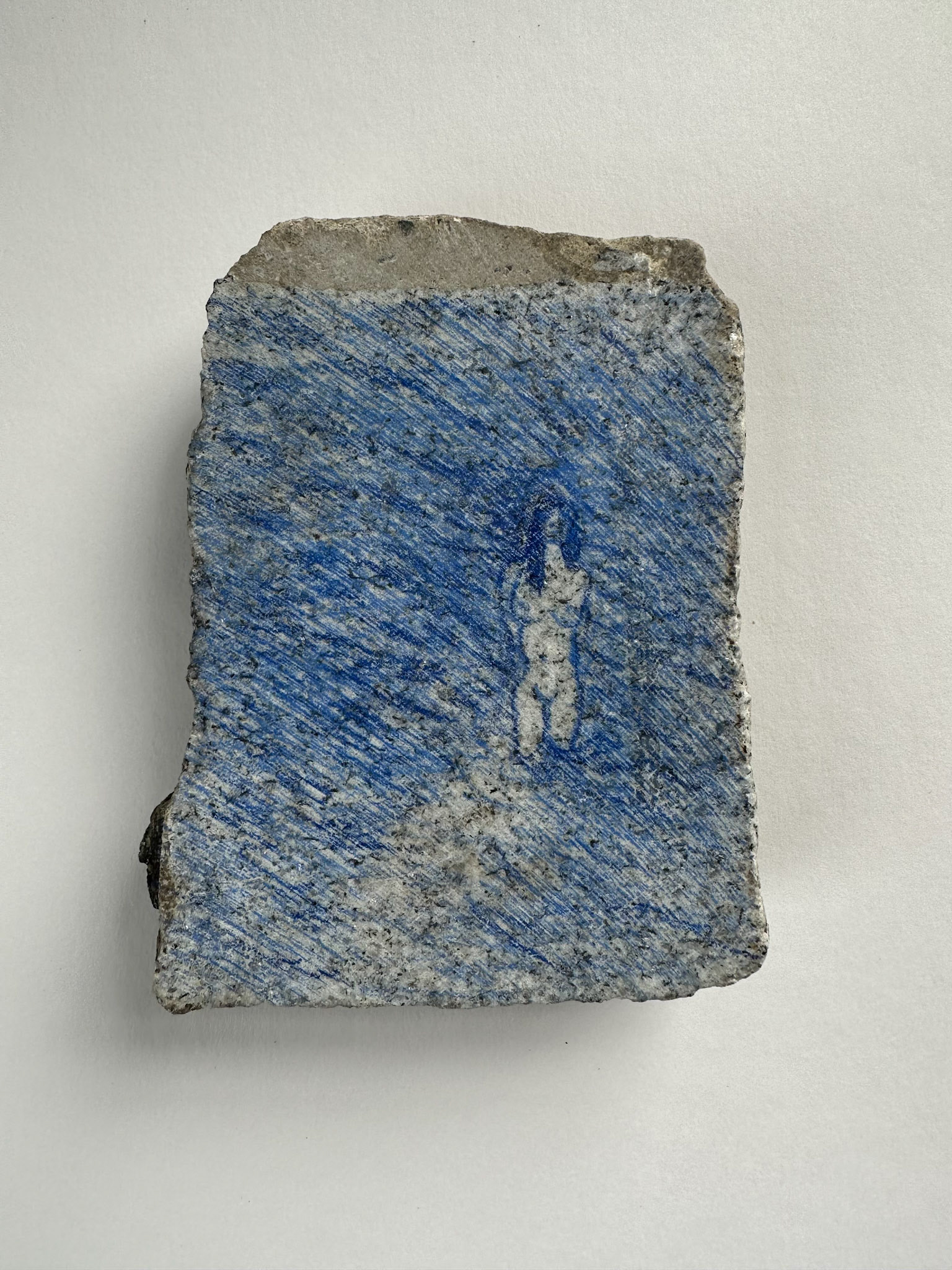 Mayzie In Moonlight, colored pencil on found marble, 2023