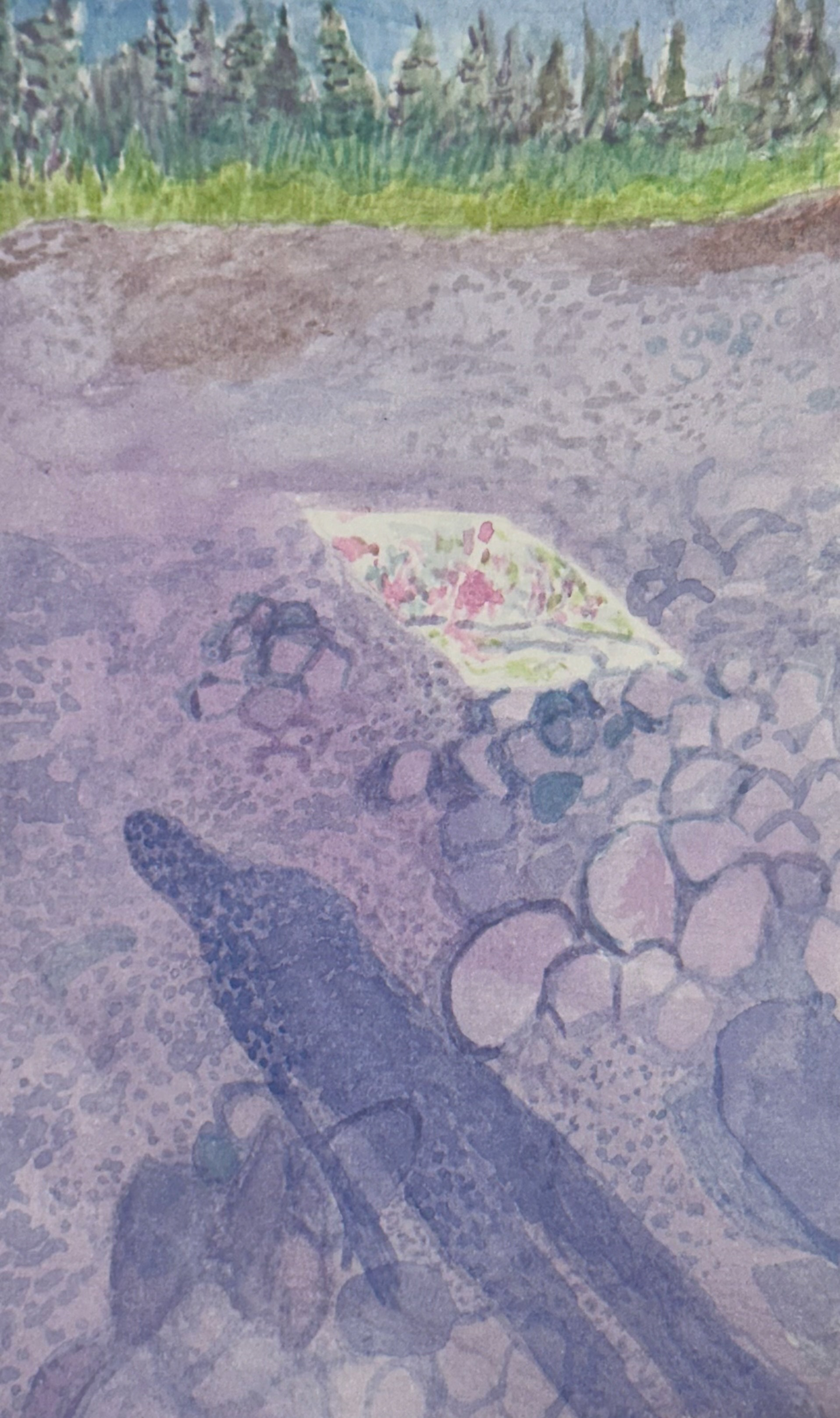 Lobster Cove, Painting a Tidal Shroud, Watercolor on paper, 2024