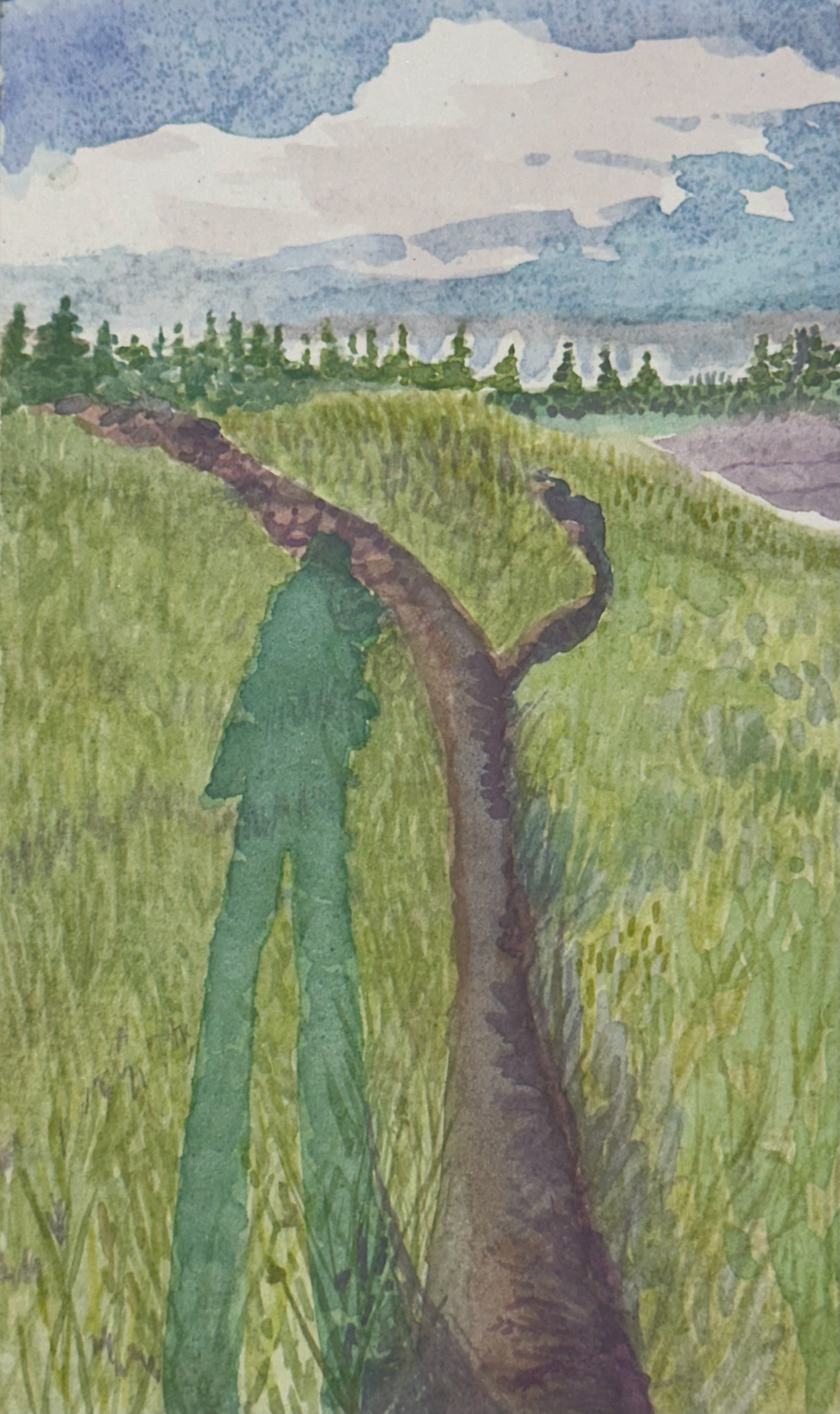 Lobster Cove Trail, Watercolor on paper, 4x6", 2024