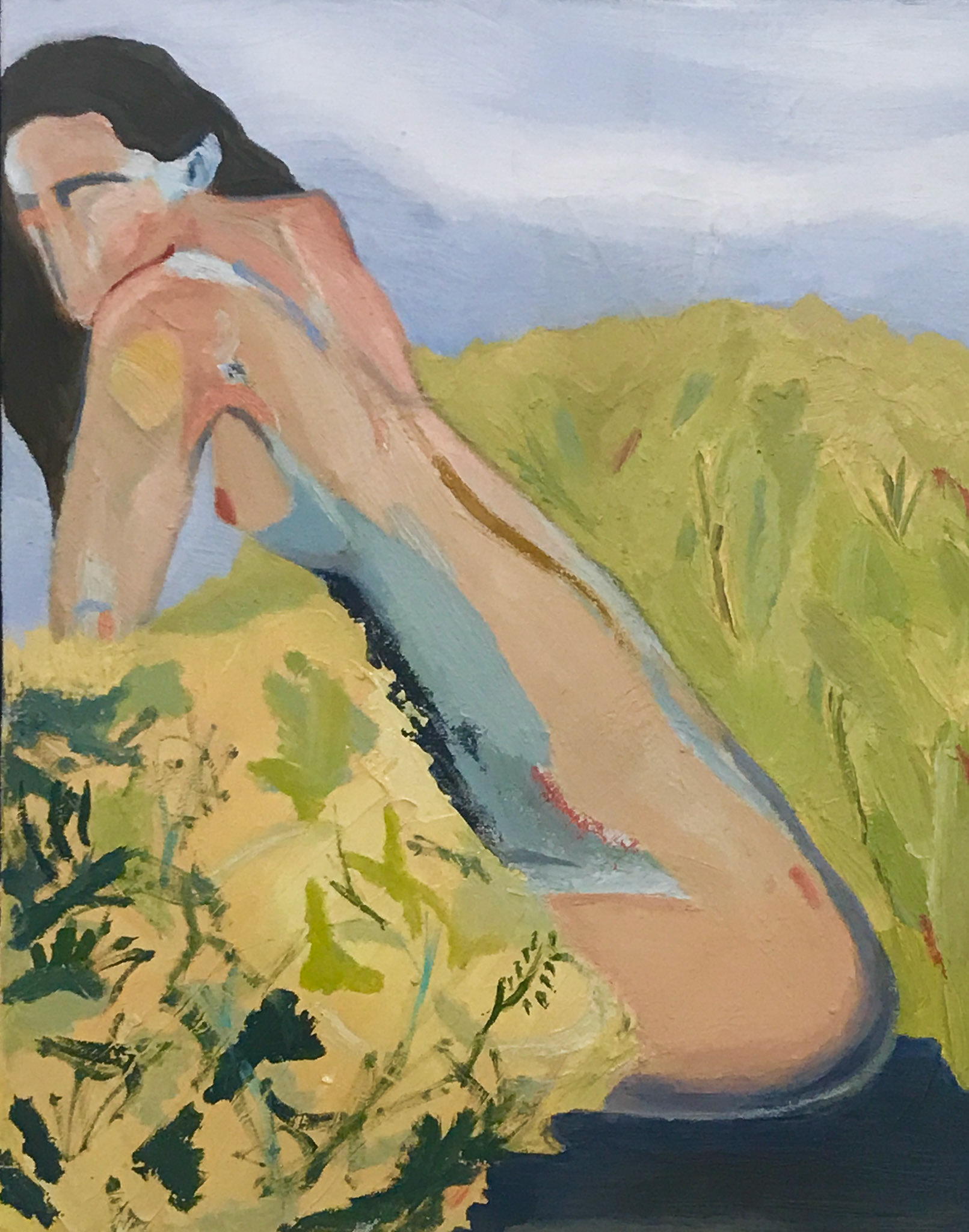 Bather In The Bush, Oil On Canvas, 16.5"x20.5", 2016-2018