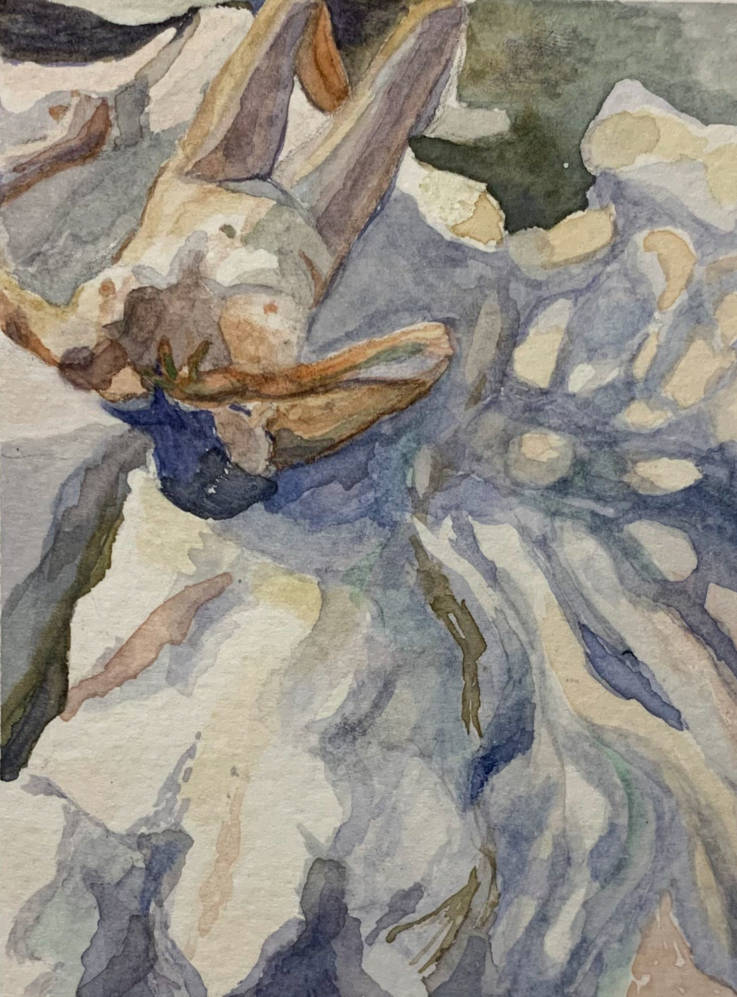 Stari Grad Bather, Watercolor on Paper, 6"x8", 2021