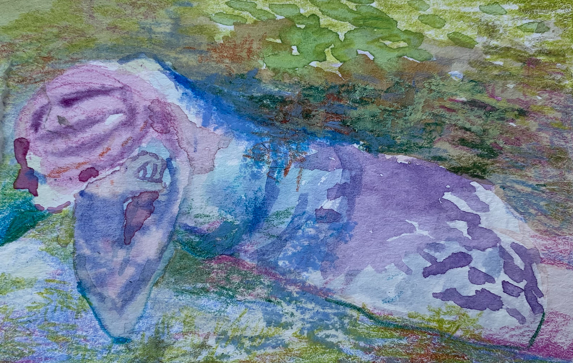 Shaelin On The Western Promenade, Mixed Medium on Watercolor Paper, 2022