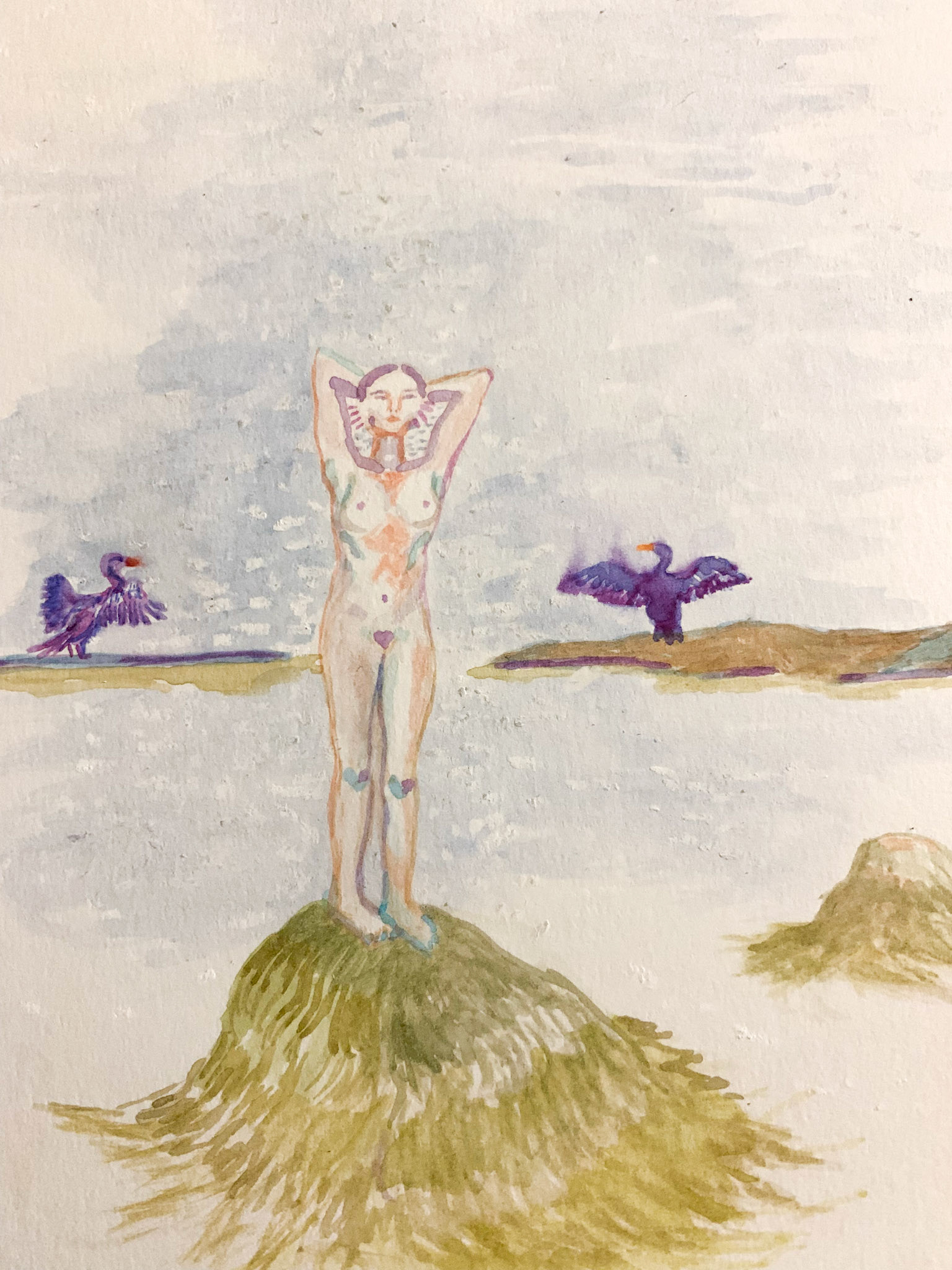 Cormorant Ledge, watercolor on paper, 2023