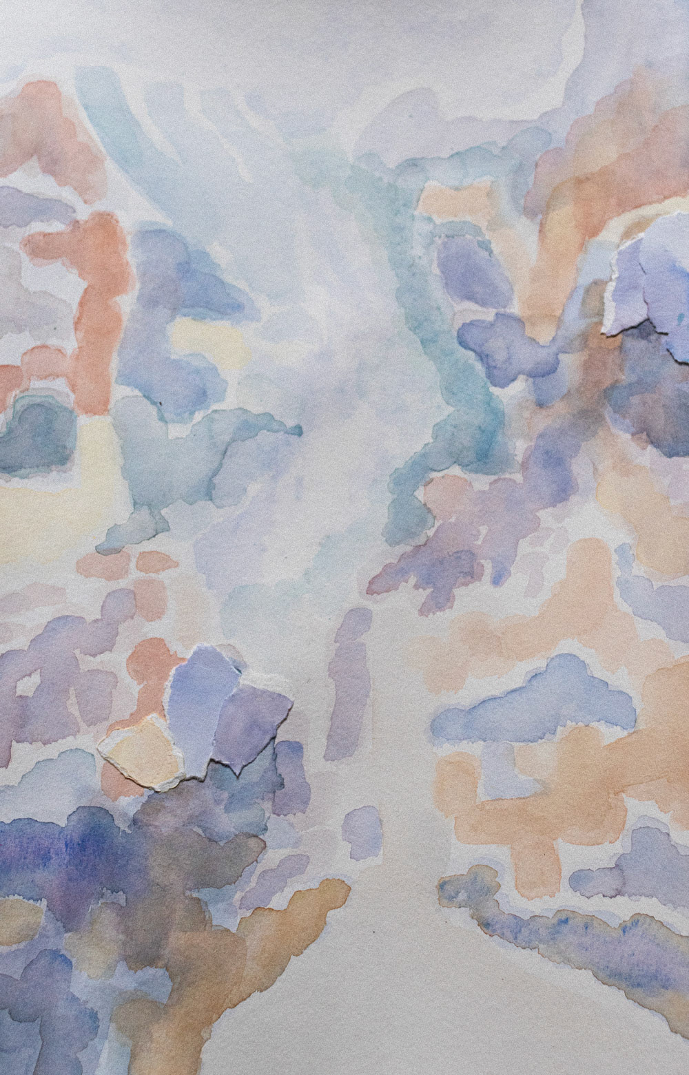 Avalanche Area Diptych, Watercolor and Salt on Paper, 12"x18", 2021 