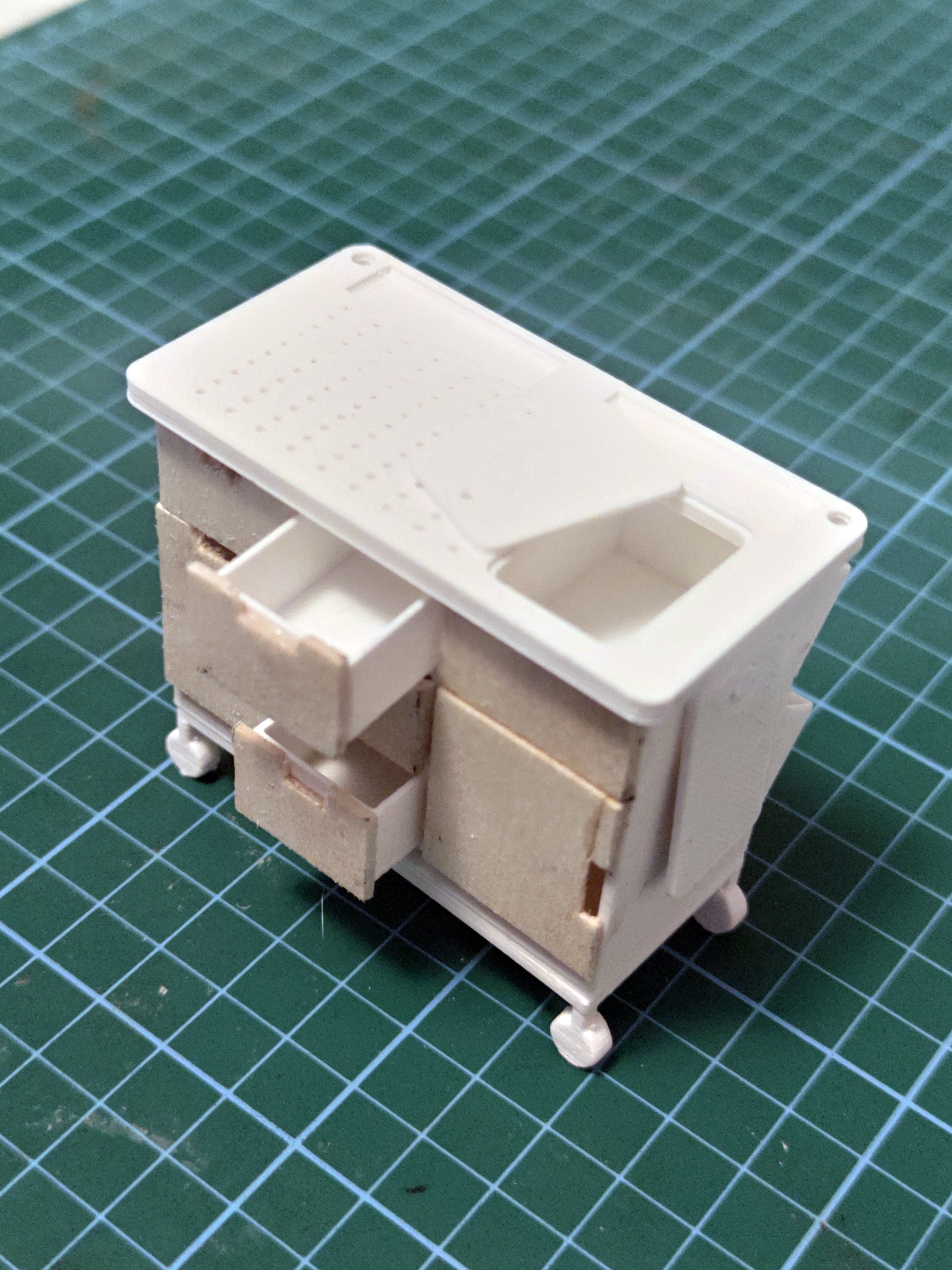 The STEAM Learning Pod, showing moveable drawers and hidden sink.