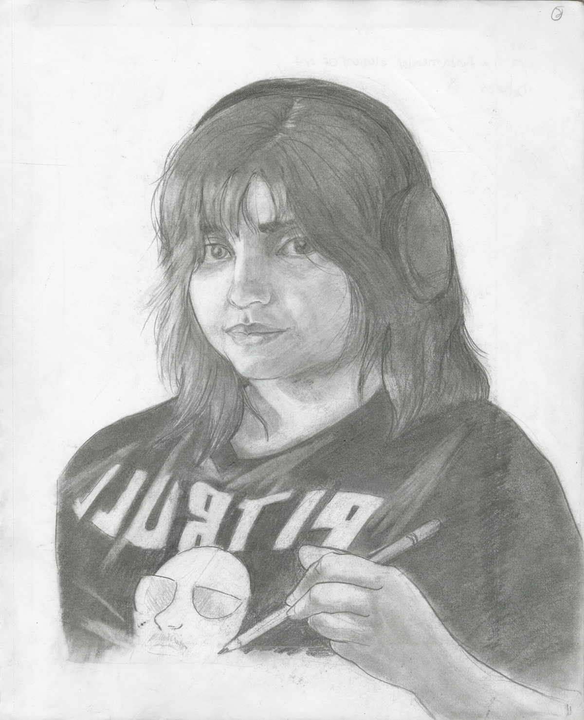 Figure Observed, graphite on sketch paper, 9" x 12", 1st semester, self portrait