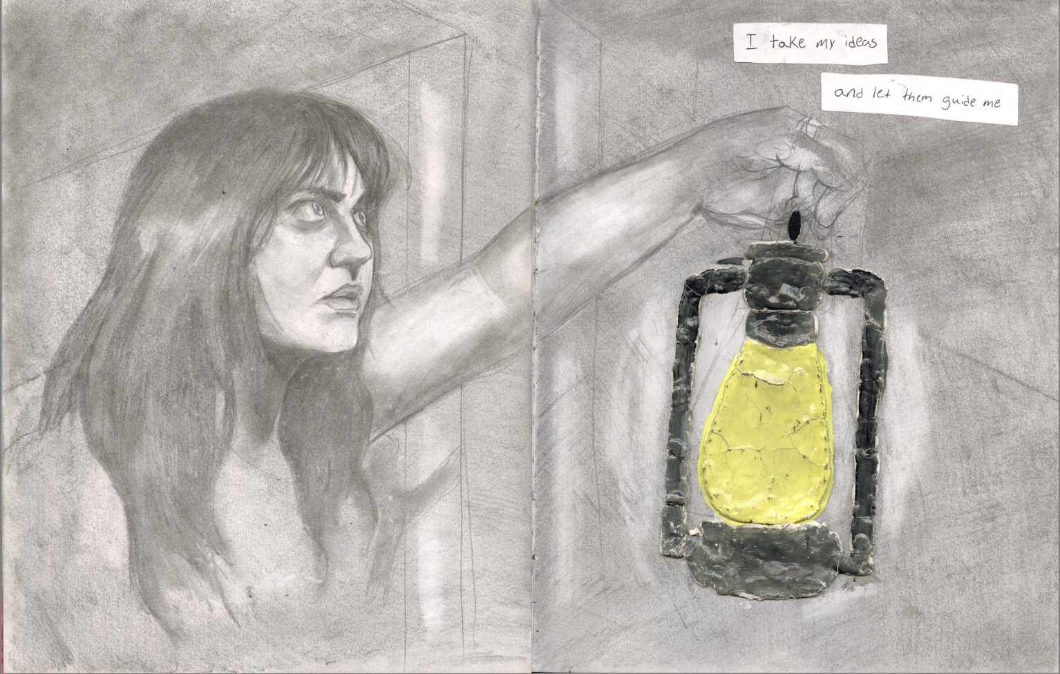Figure Observed, graphite and clay on sketch paper, 9" x 12", 2nd semester, final project
