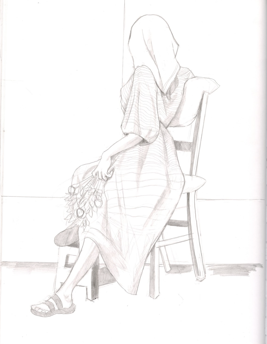 Figure Observed, graphite on sketch paper, 9" x 12", 2nd semester, figure 