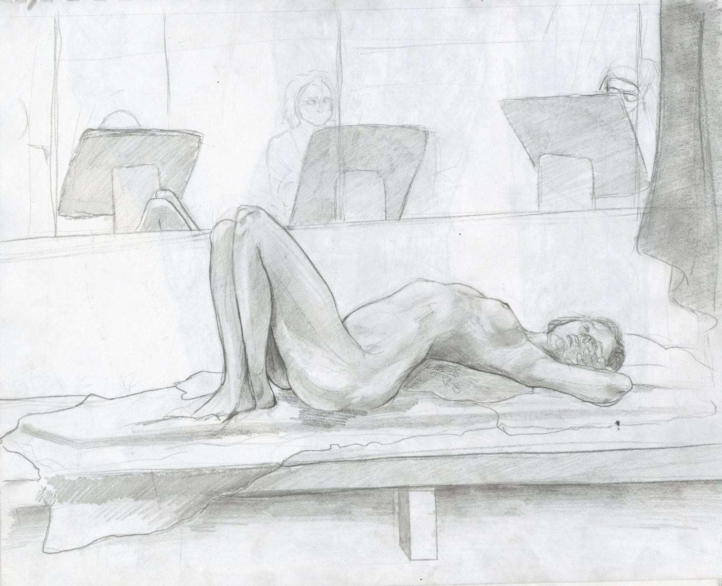 Figure Observed, graphite on sketch paper, 9" x 12", 1st semester, figure 