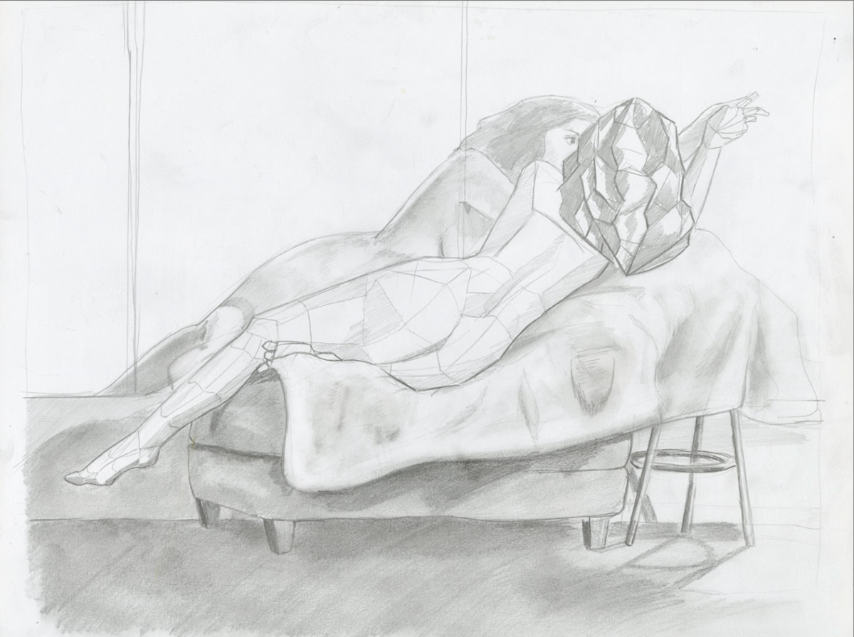 Figure Observed, graphite on sketch paper, 9" x 12", 2nd semester, figure 