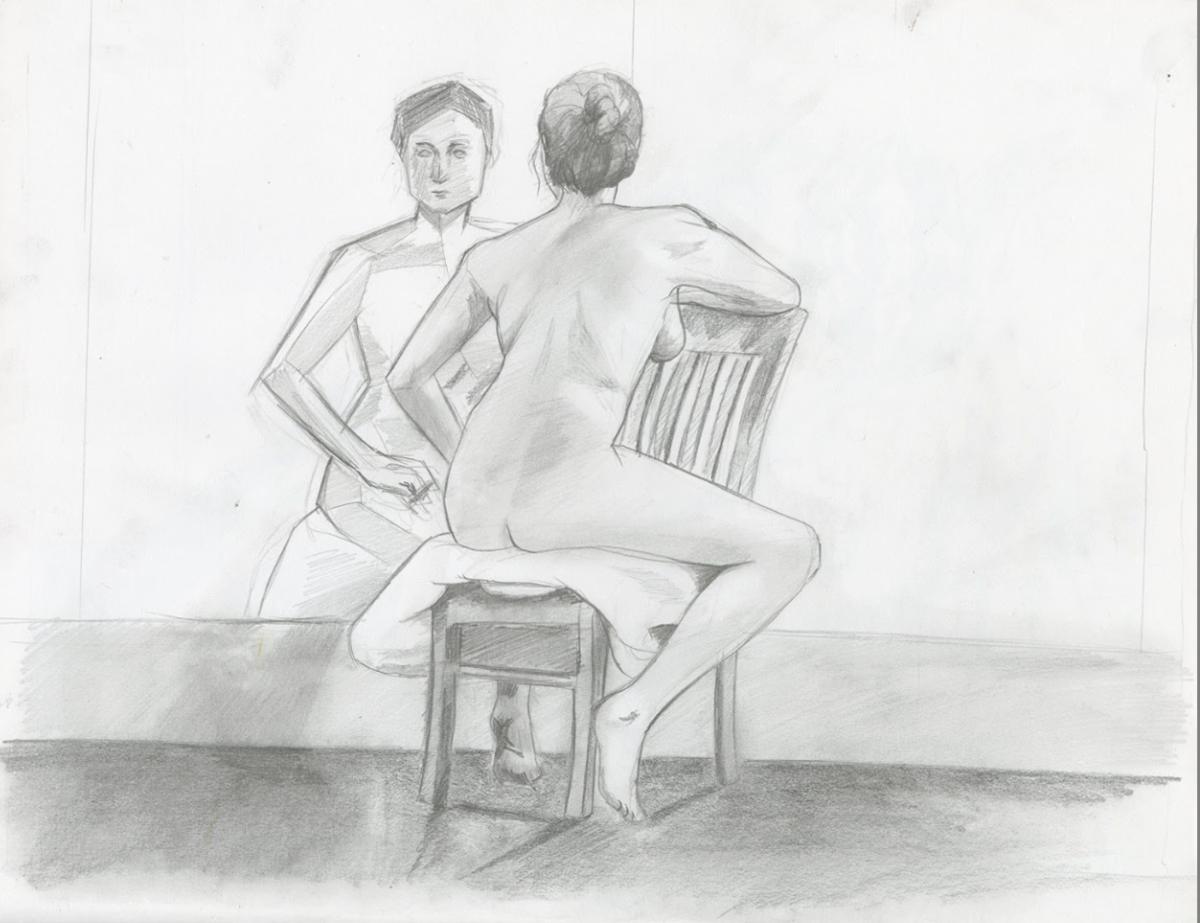 Figure Observed, graphite on sketch paper, 9" x 12", 2nd semester, figure 