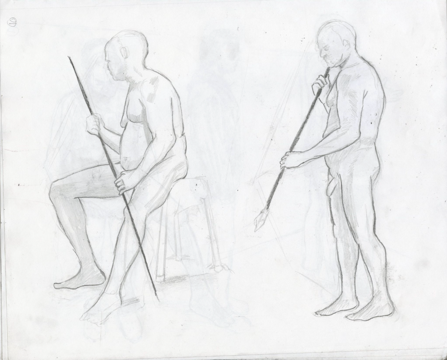 Figure Observed, graphite on sketch paper, 9" x 12", 1st semester, figure 