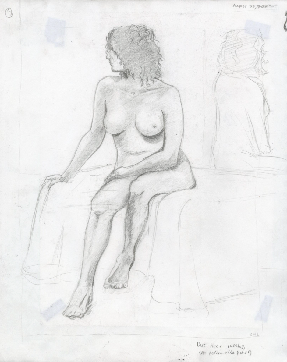 Figure Observed, graphite on sketch paper, 9" x 12", 1st semester, figure 