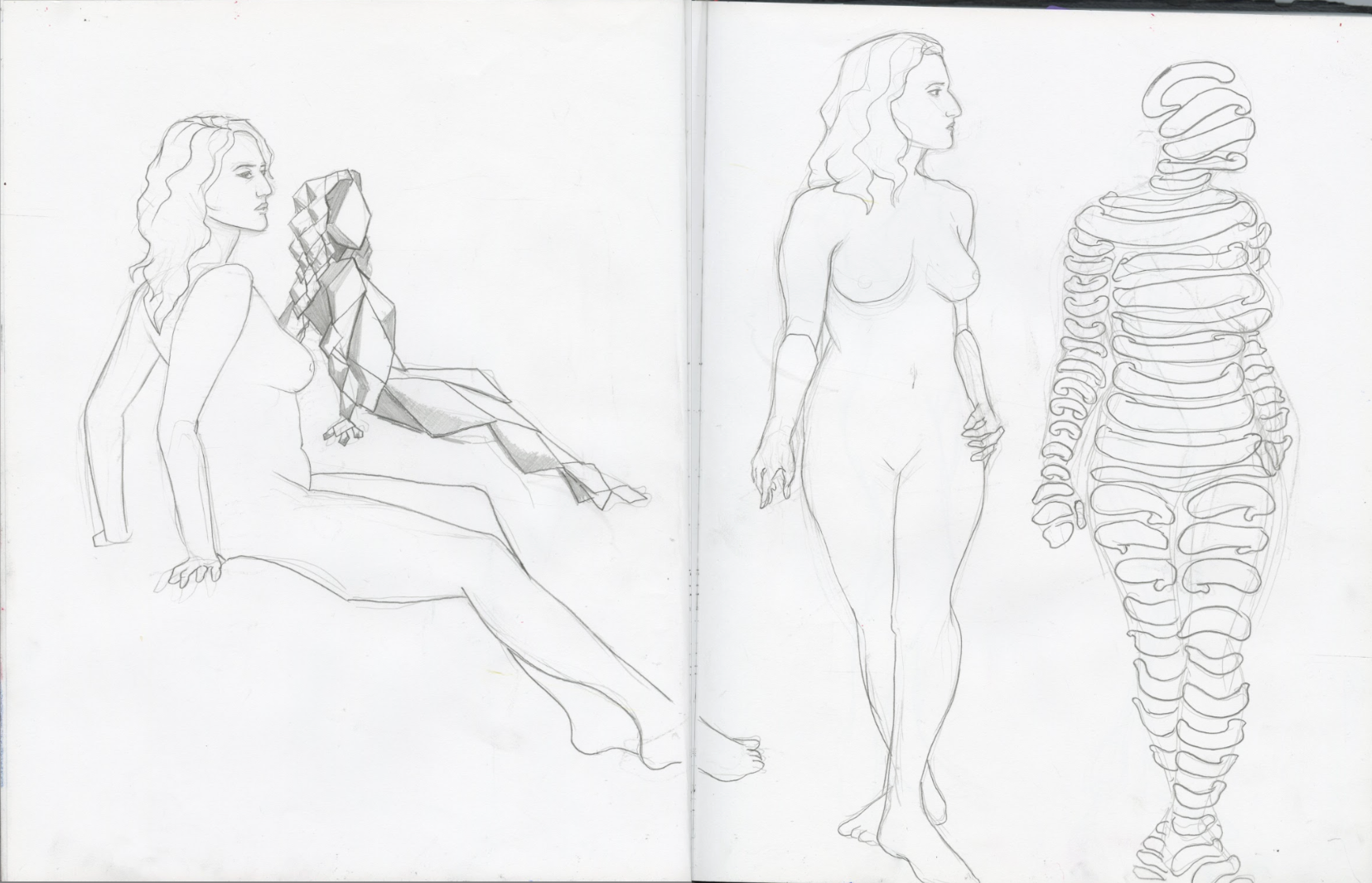 Figure Observed, graphite on sketch paper, 9" x 12", 2nd semester, figure 