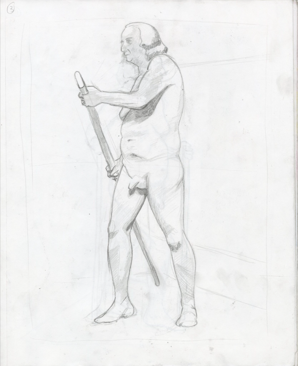 Figure Observed, graphite on sketch paper, 9" x 12", 1st semester, figure 