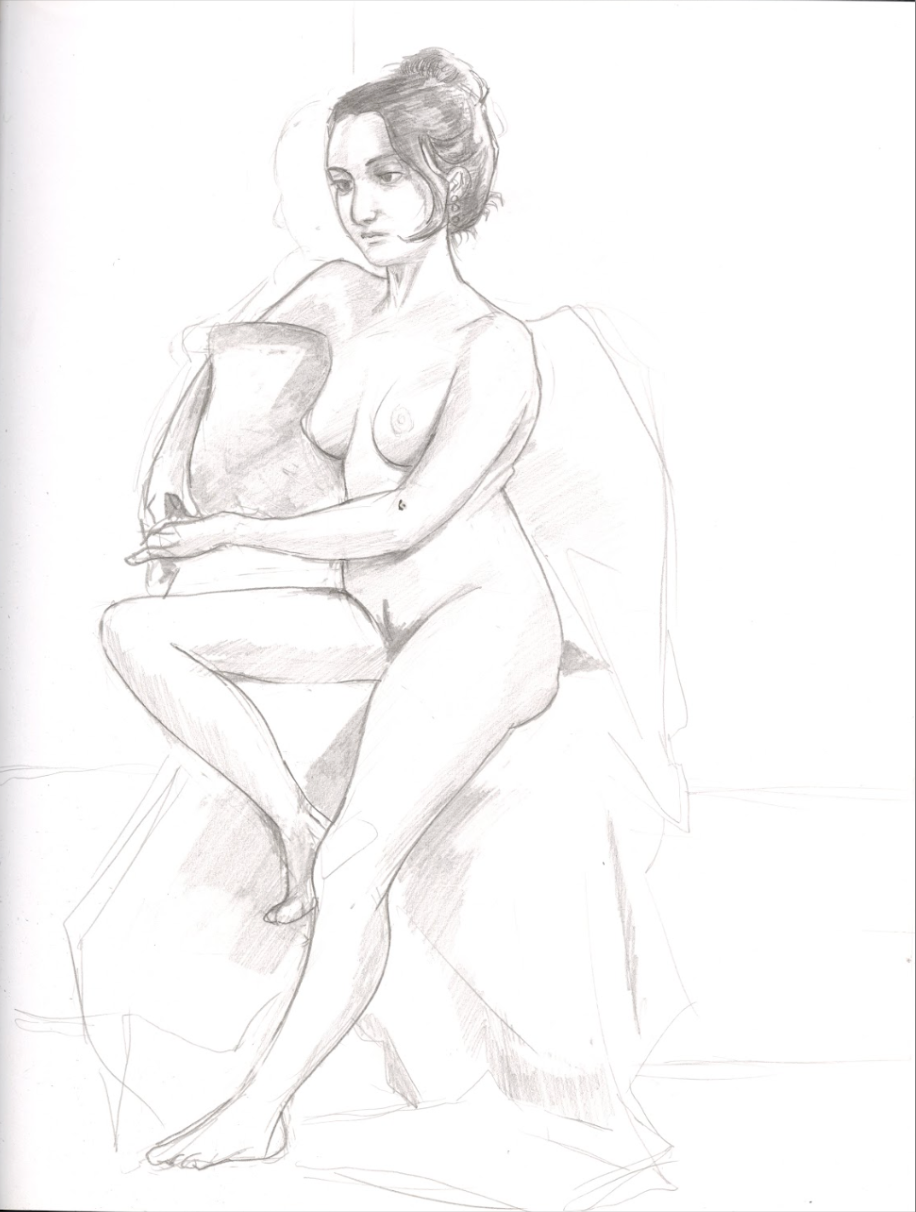 Figure Observed, graphite on sketch paper, 9" x 12", 2nd semester, figure 