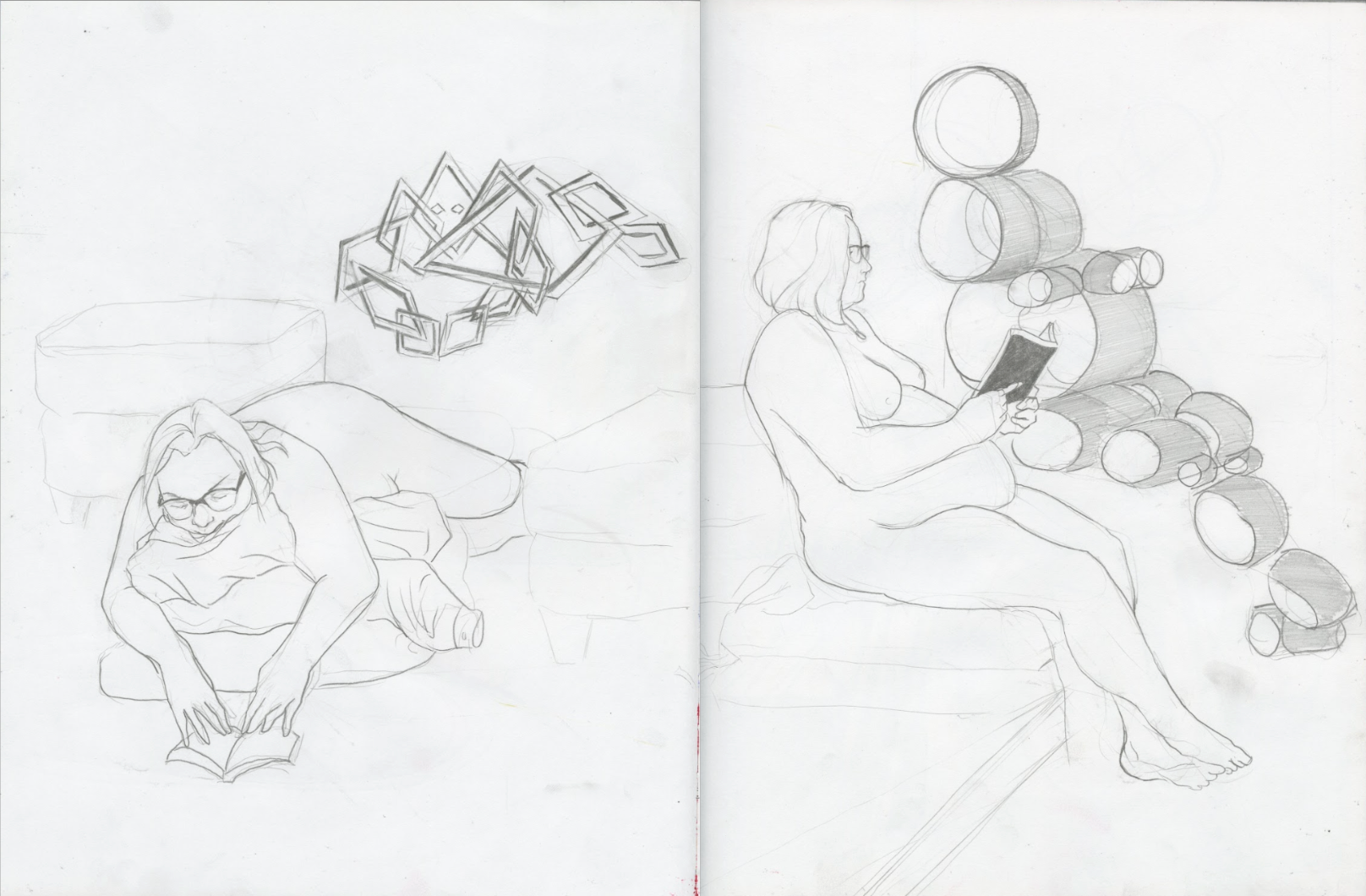 Figure Observed, graphite on sketch paper, 9" x 12", 2nd semester, figure 