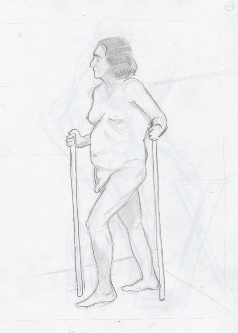 Figure Observed, graphite on sketch paper, 9" x 12", 1st semester, figure 