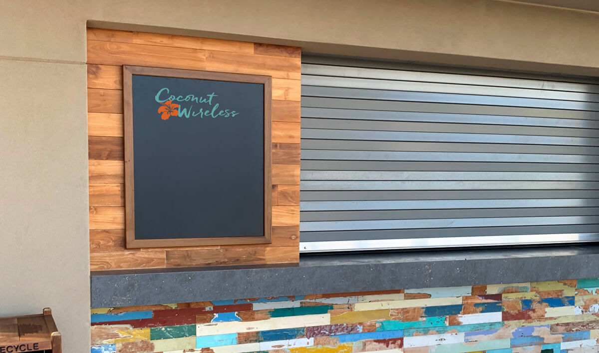 Coconut wireless vinyl sign