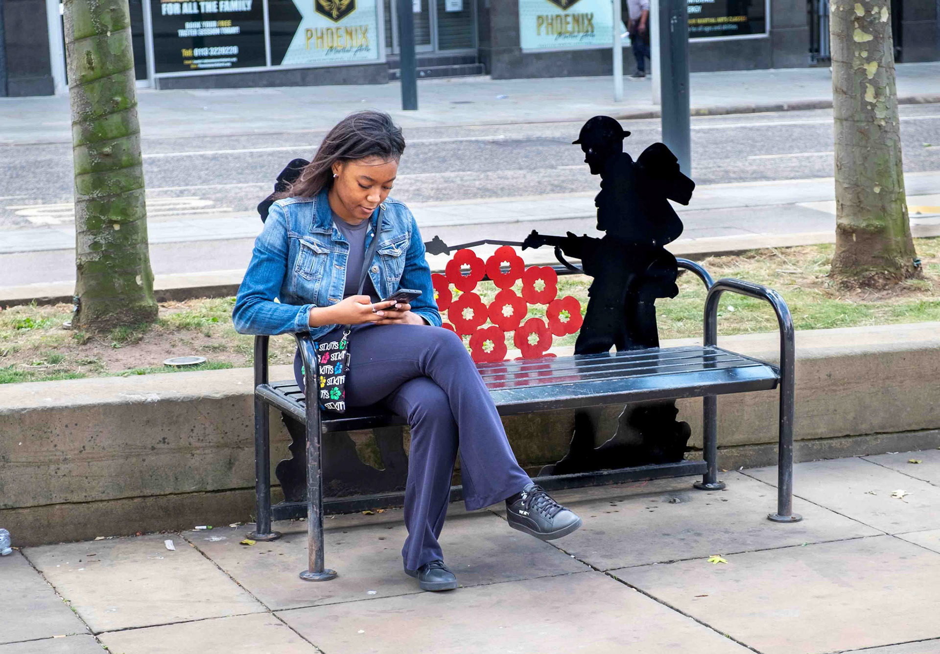 Relaxing at the War Memorial - The Headrow Leeds UK