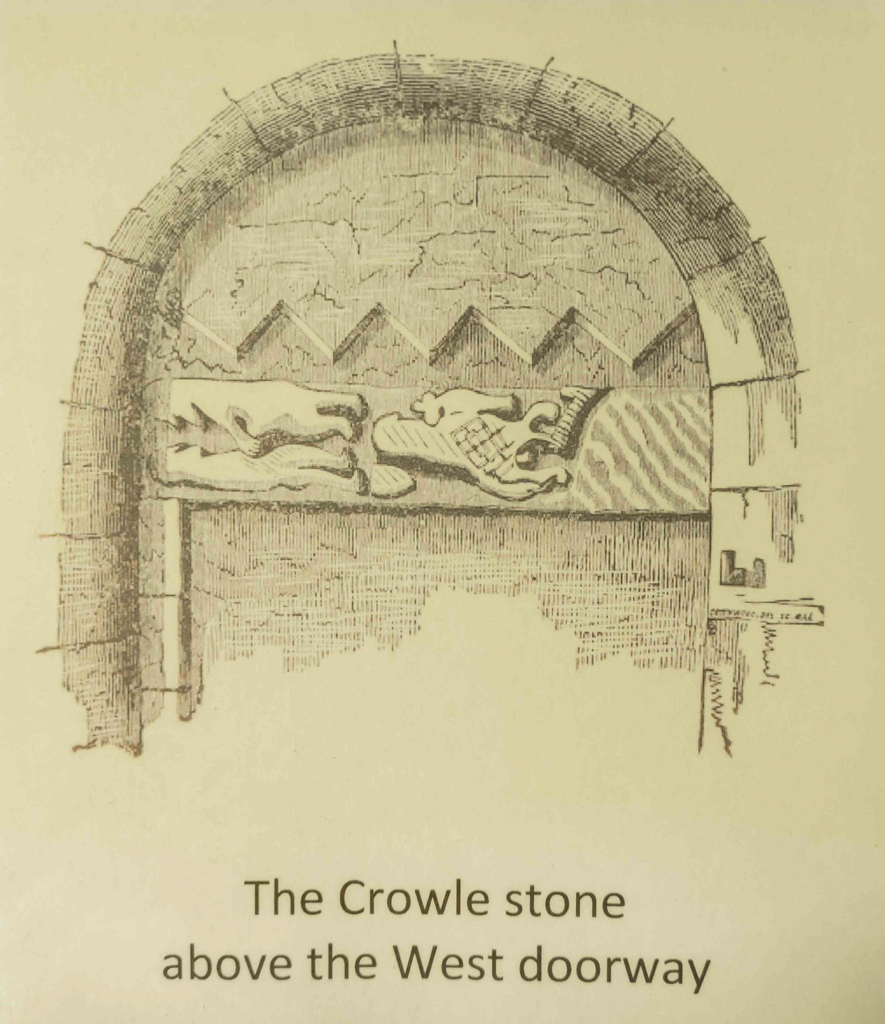 Drawing of the Crowle Stone in the West Doorway - St. Oswald's Church Crowle Lincolnshire UK 2025