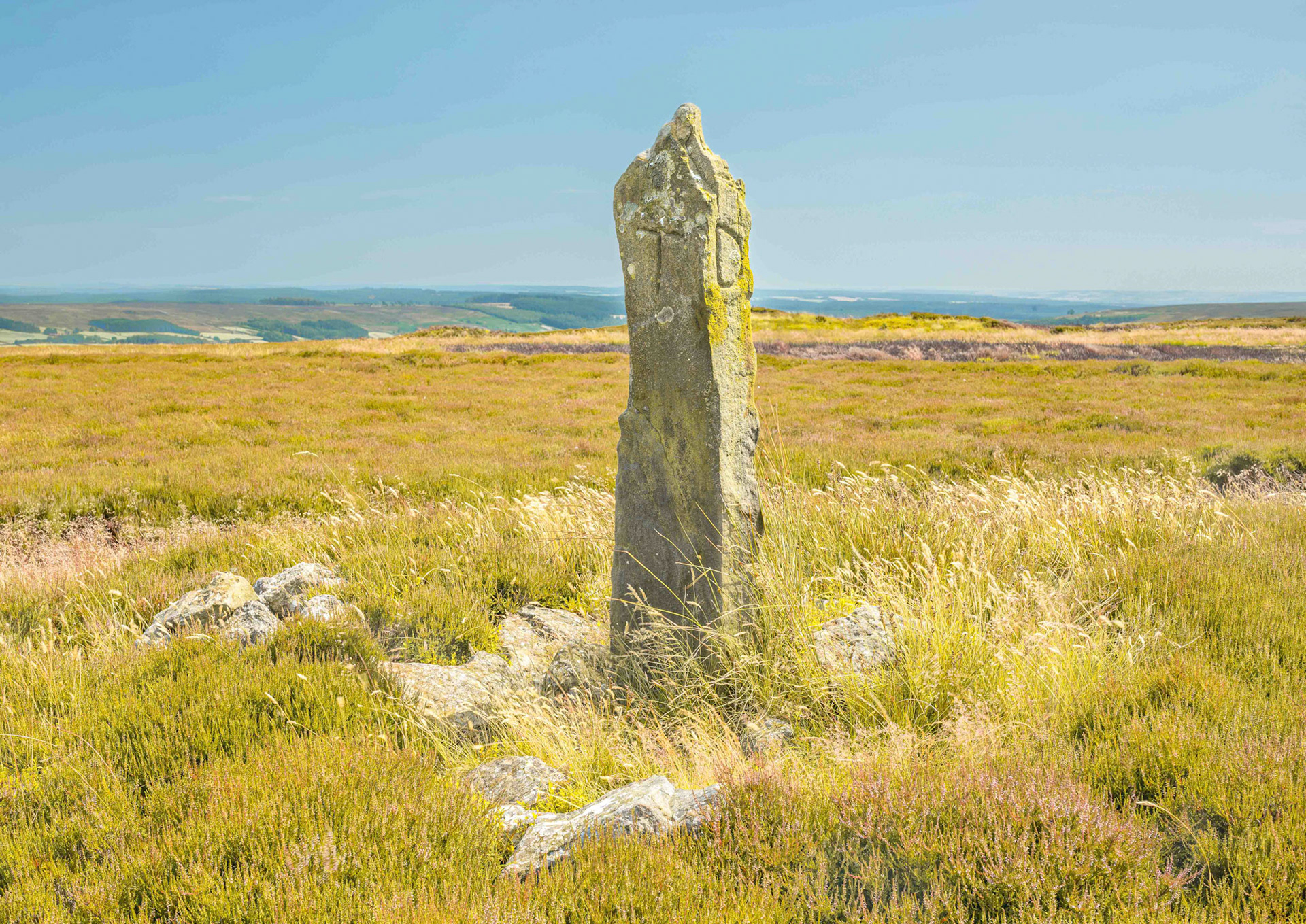 Kettle Howe Round Barrow Stone Looking North West - North York Moors UK 2024