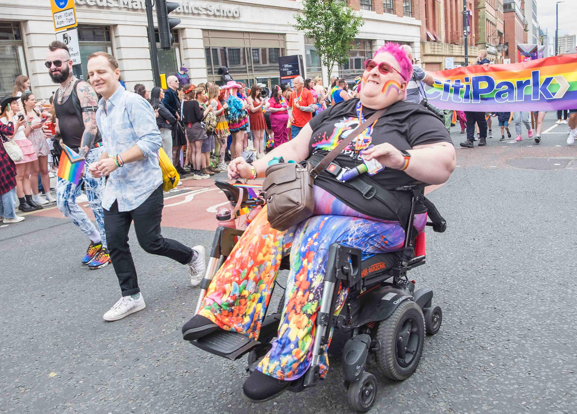 Man in Wheelchair Enjoying Pride Parade - Leeds UK