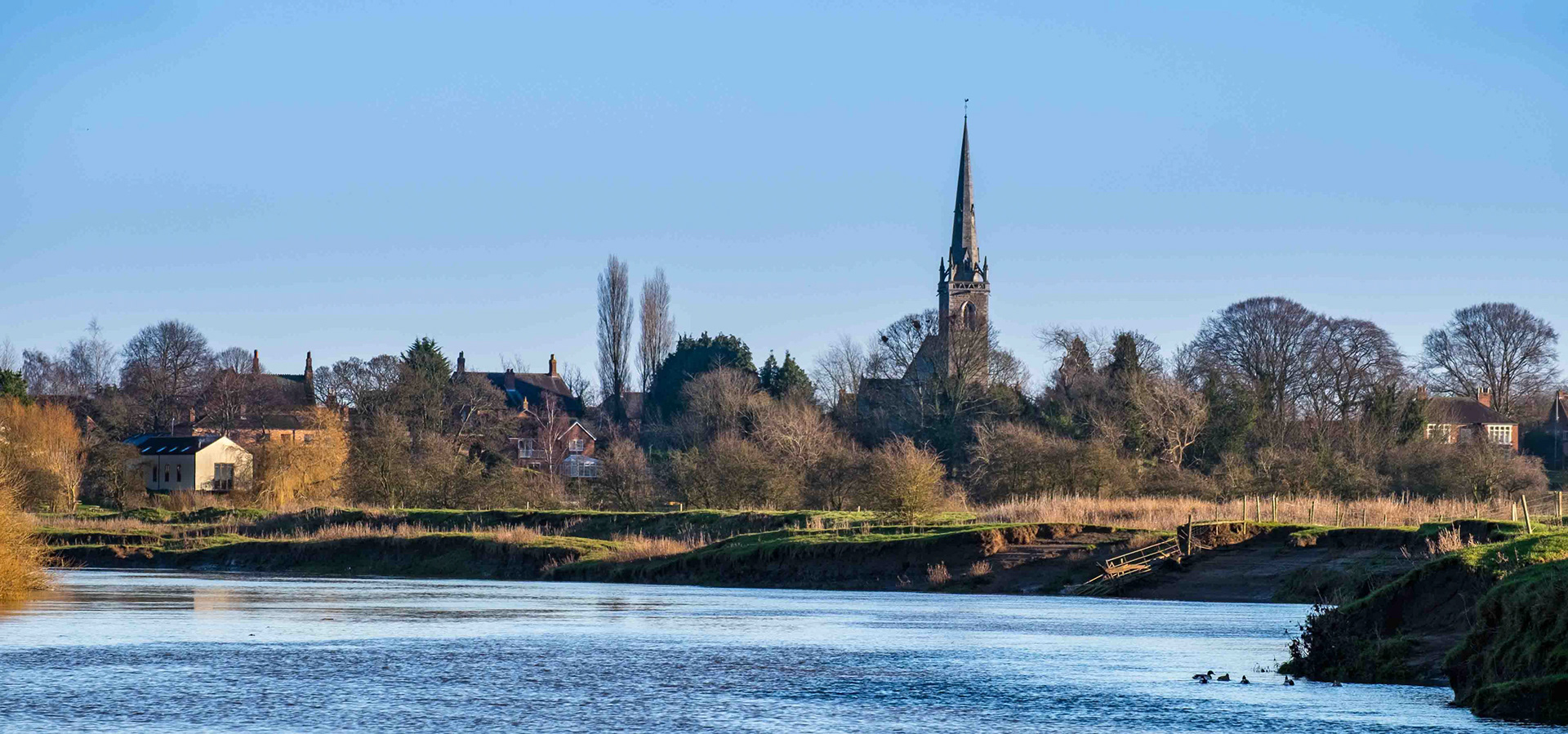 All Saints Church Newton-on-Ouse from the River Ouse - North Yorkshire UK 2018