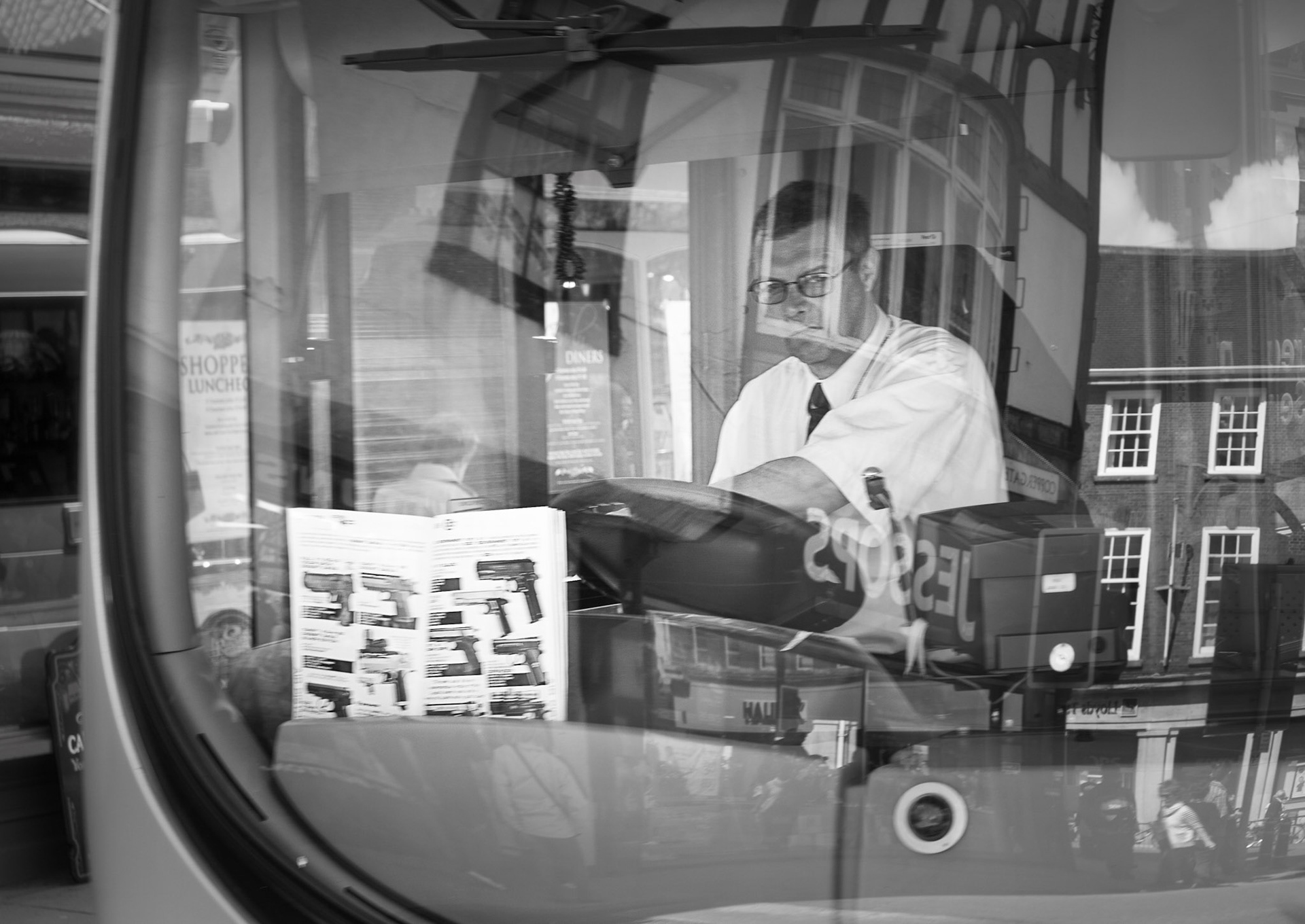 Bus Driver with Book - York North Yorkshire UK