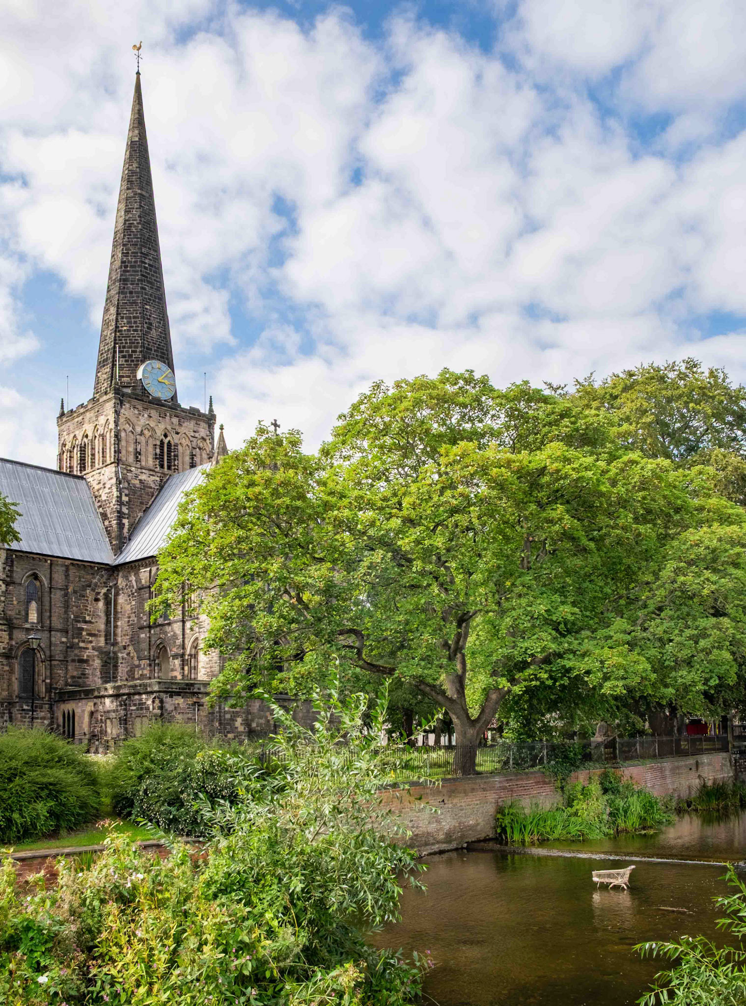 River Skerne at St. Cuthbert's Church - Darlington County Durham UK 2019