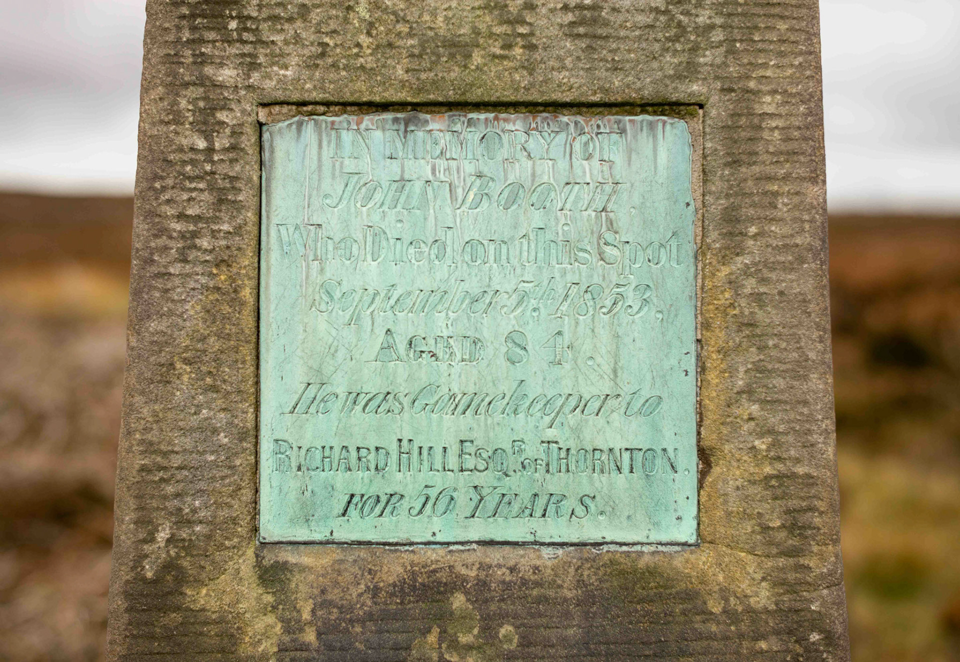 Plaque on Booth Stone on Wheeldale Moor - North York Moors 2020