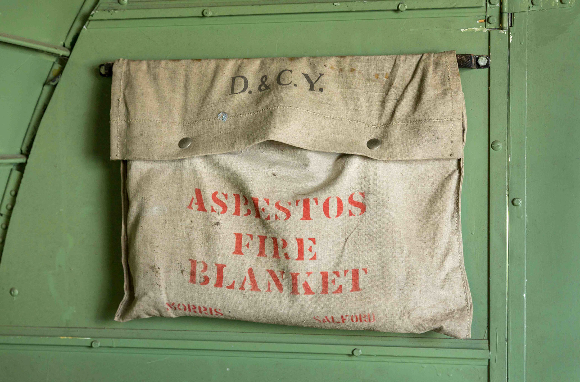 Asbestos Fire blanket in Aeroplane - Elvington Airfield North Yorkshire UK 2014