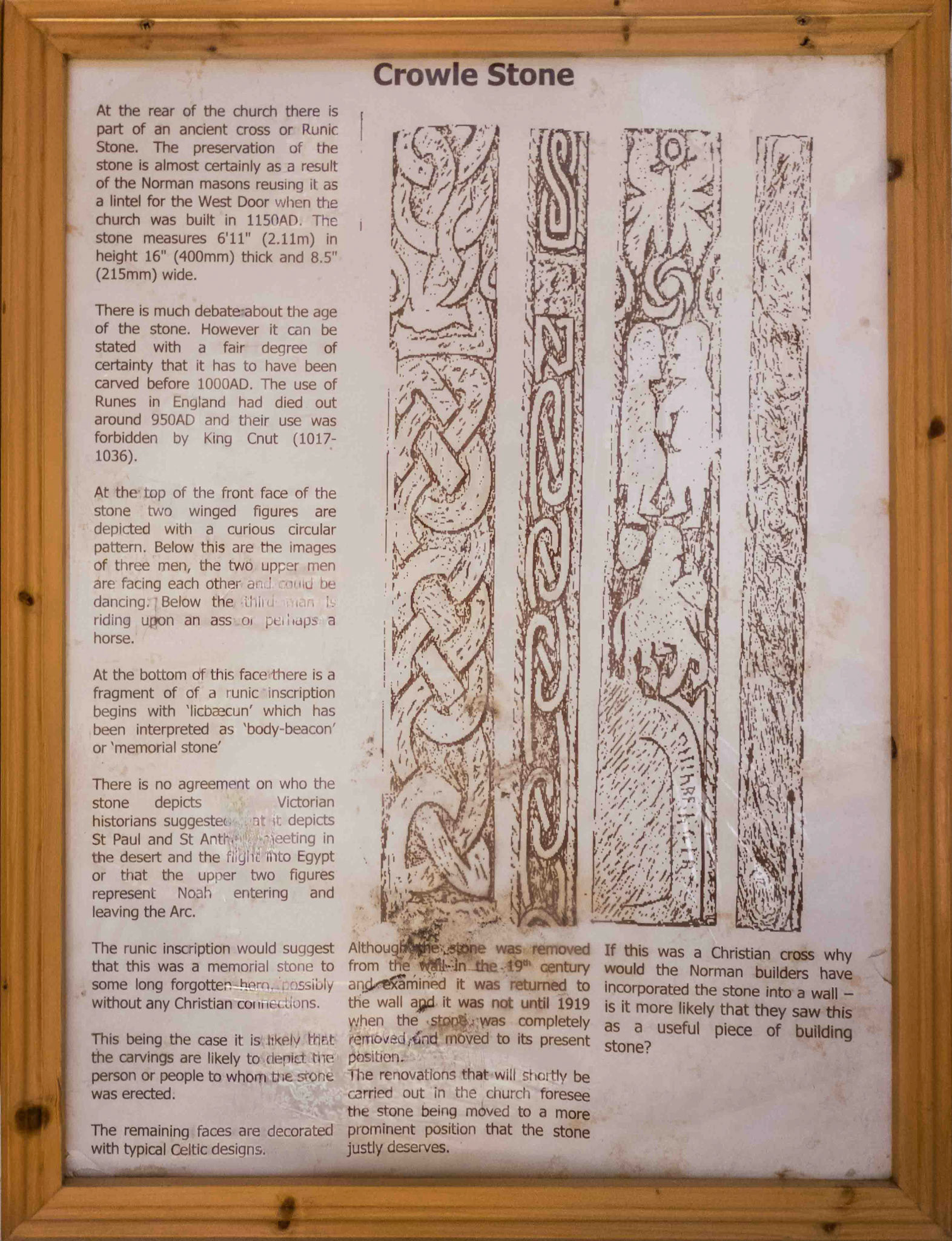 History and Drawings of the Crowle Stone - St. Oswald's Church Crowle Lincolnshire UK 2025