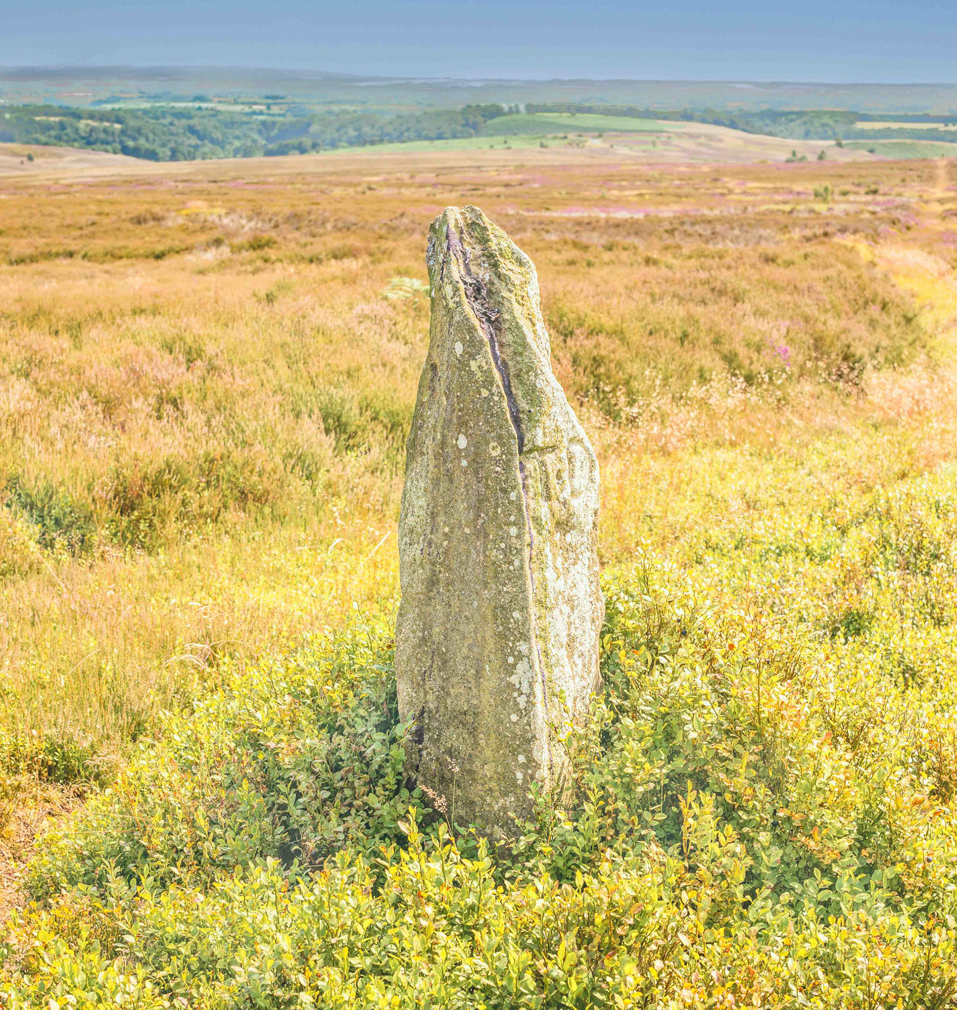 Pricket Thorn Stone showing TD engraving - North York Moors UK 2024
