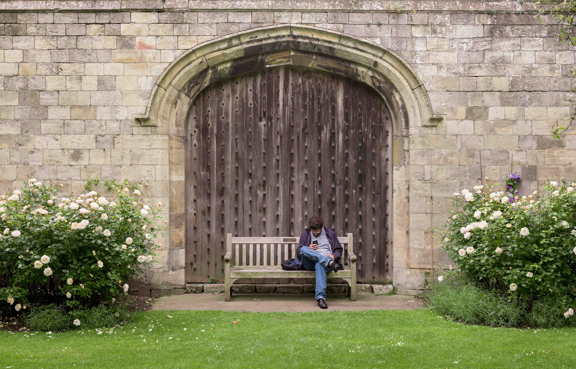 Man Sat on Bench - York North Yorkshire UK