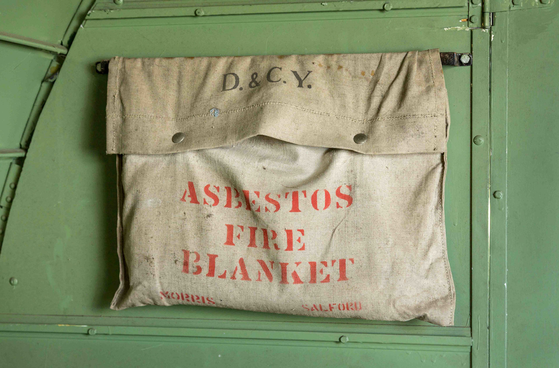 Asbestos Fire blanket in Aeroplane - Elvington Airfield North Yorkshire UK 2014
