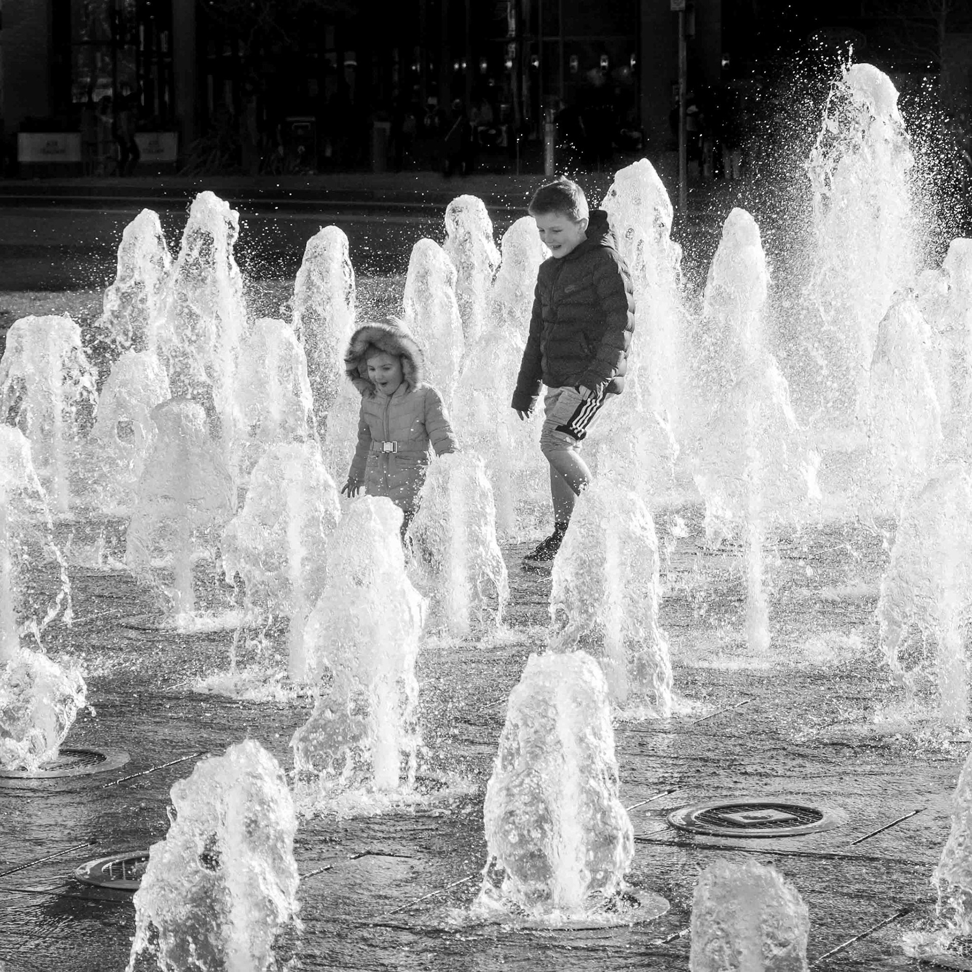Children in Fountain - Manchester UK