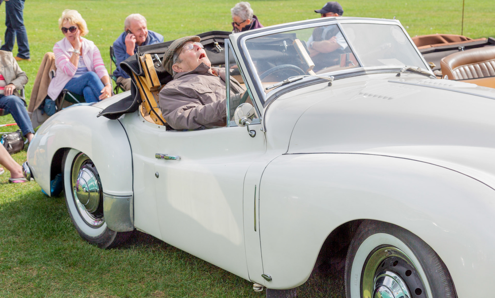 Man Asleep in Car - York North Yorkshire UK