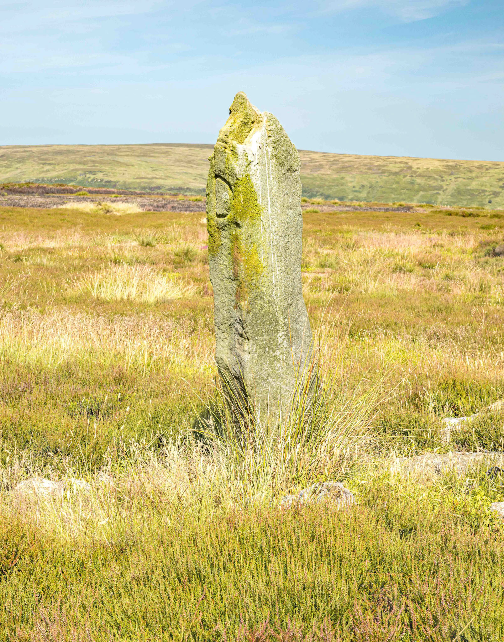 Kettle Howe Round Barrow Stone Looking South - North York Moors UK 2024
