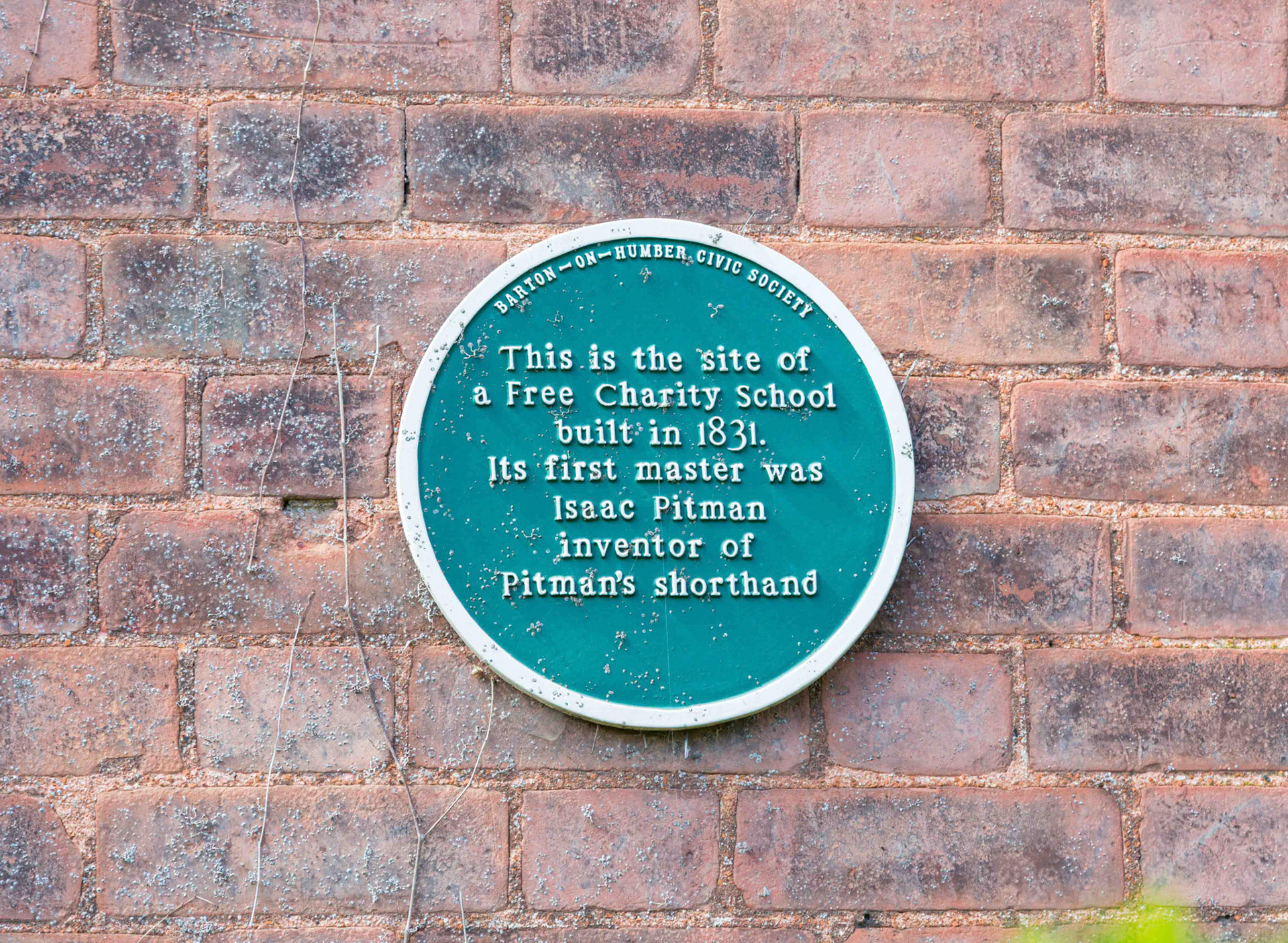 Plaque on the Pitman School Building - Barton-on-Humber UK